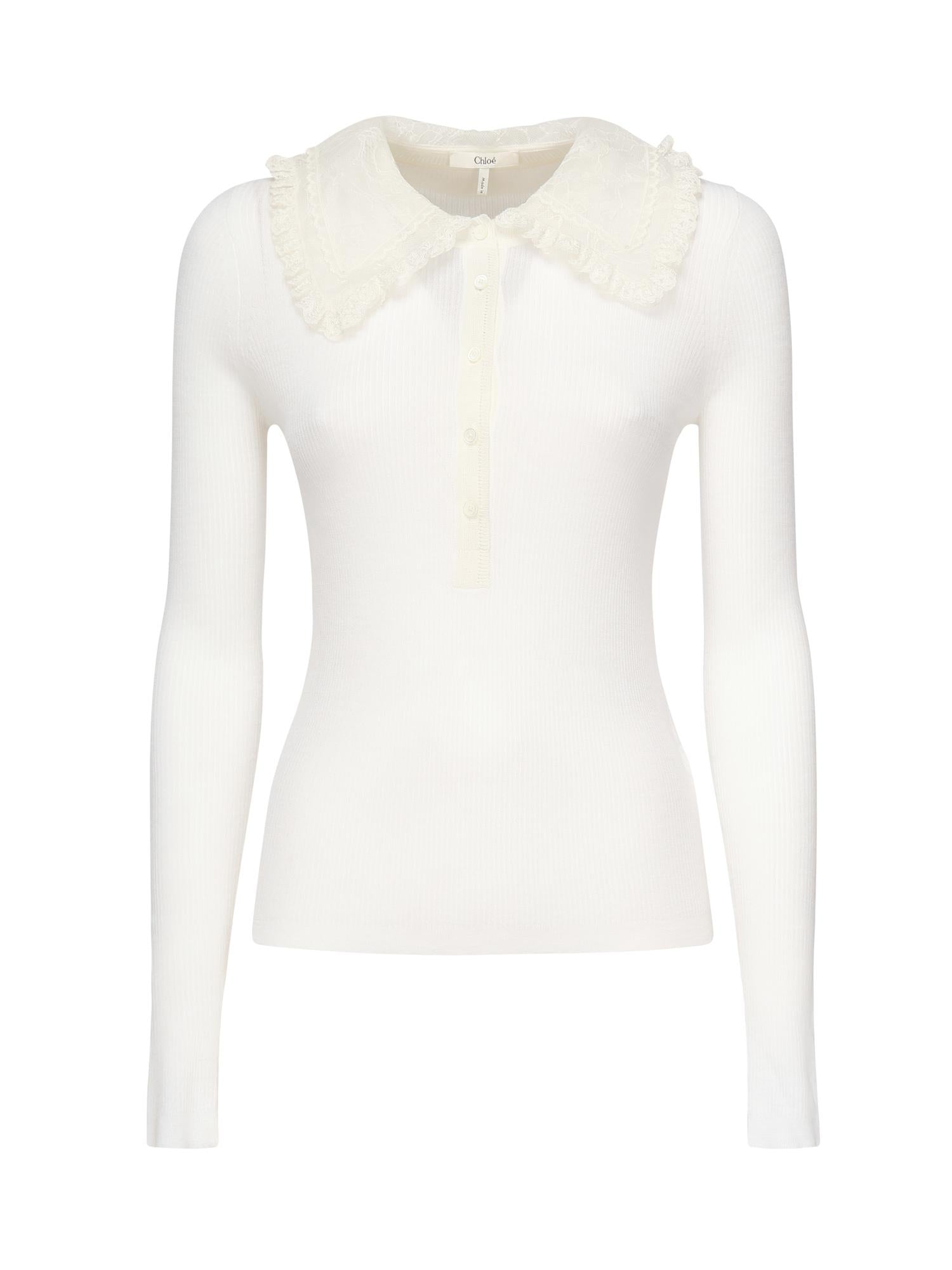 Polo In Lana A Coste Con Pizzo Chloe – Гарантія оригінальності – боковий вид