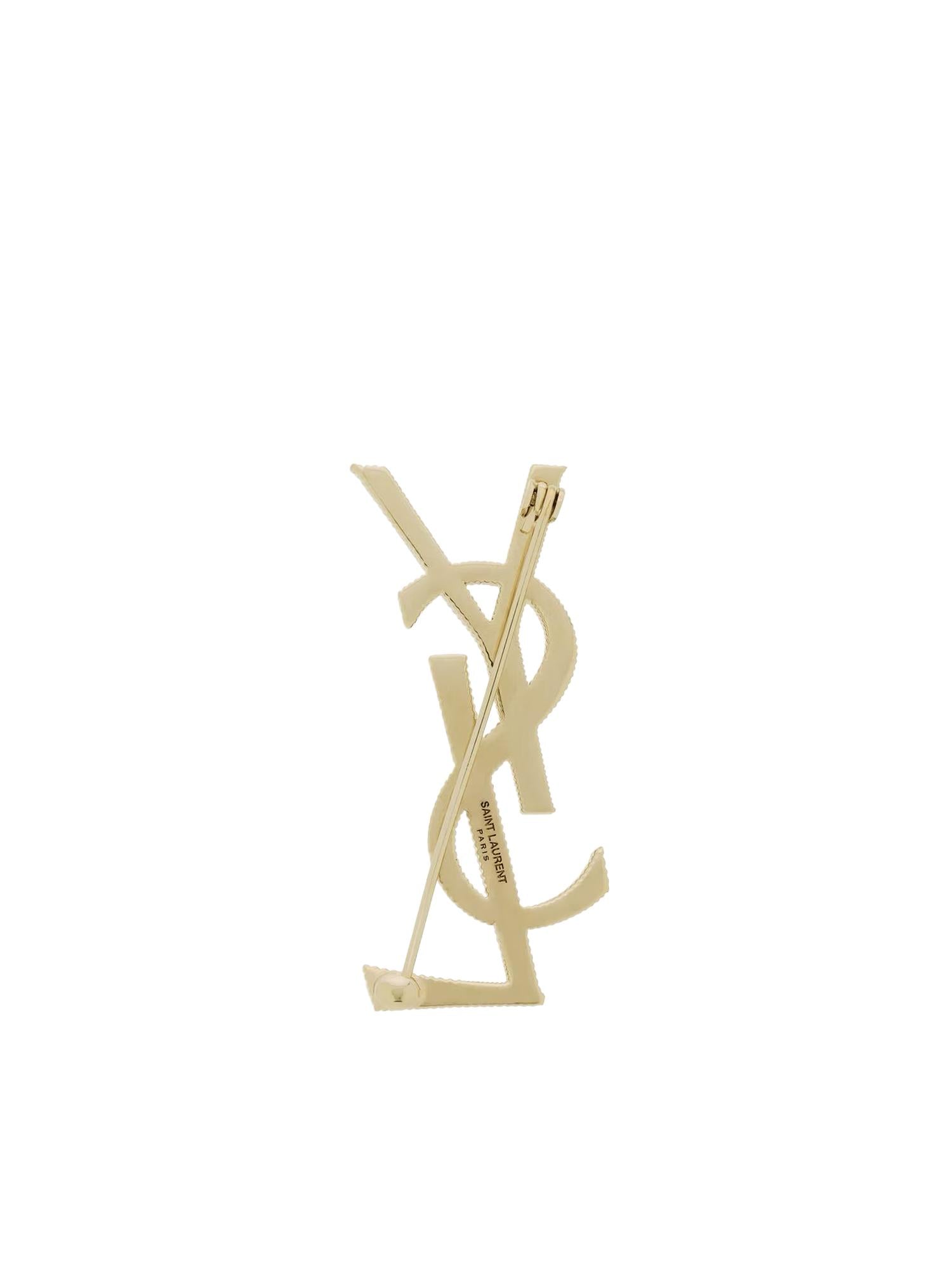Оригінальна Spilla Logo Cassandre In Metallo Dorato Saint laurent – детальний вид