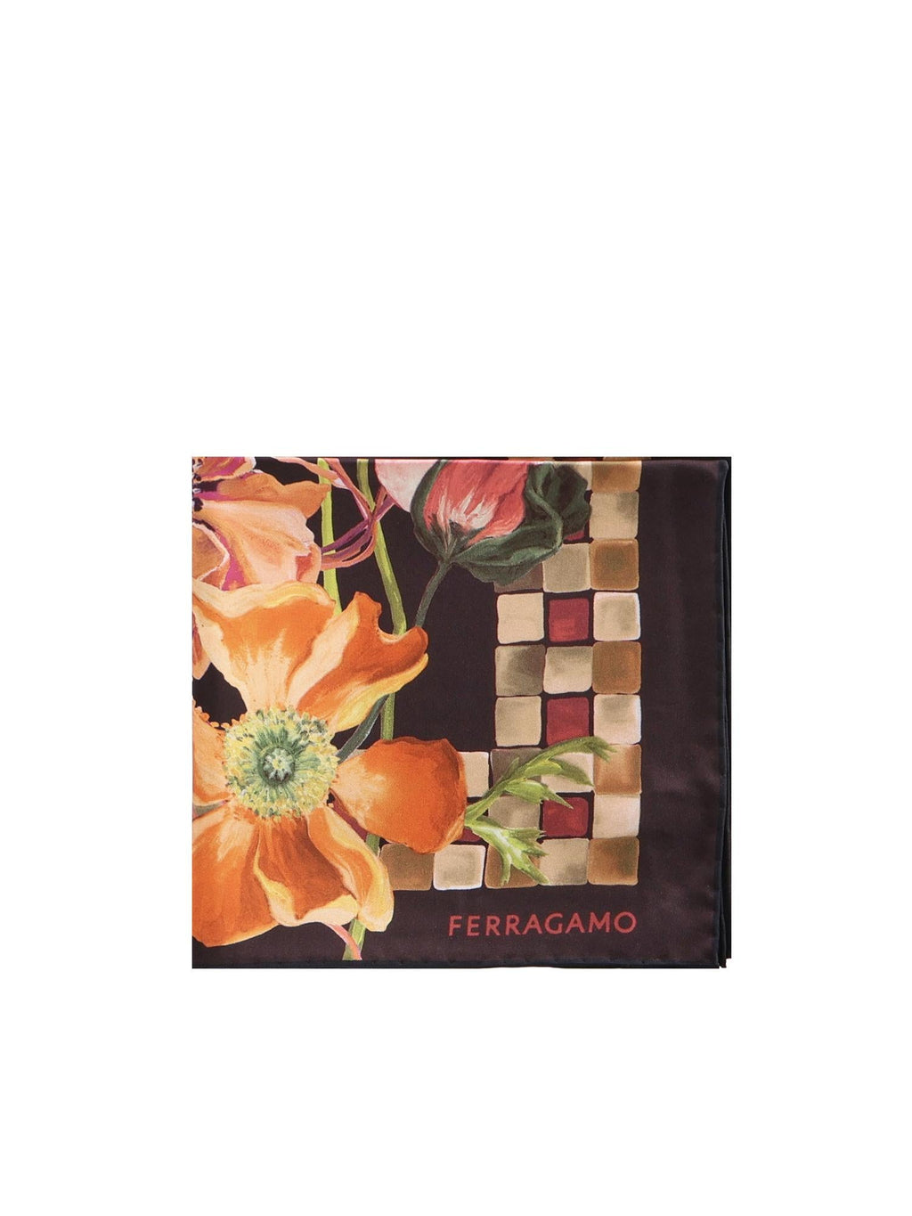 Foulard In Seta Con Stampa Salvatore ferragamo – Гарантія оригінальності – боковий вид
