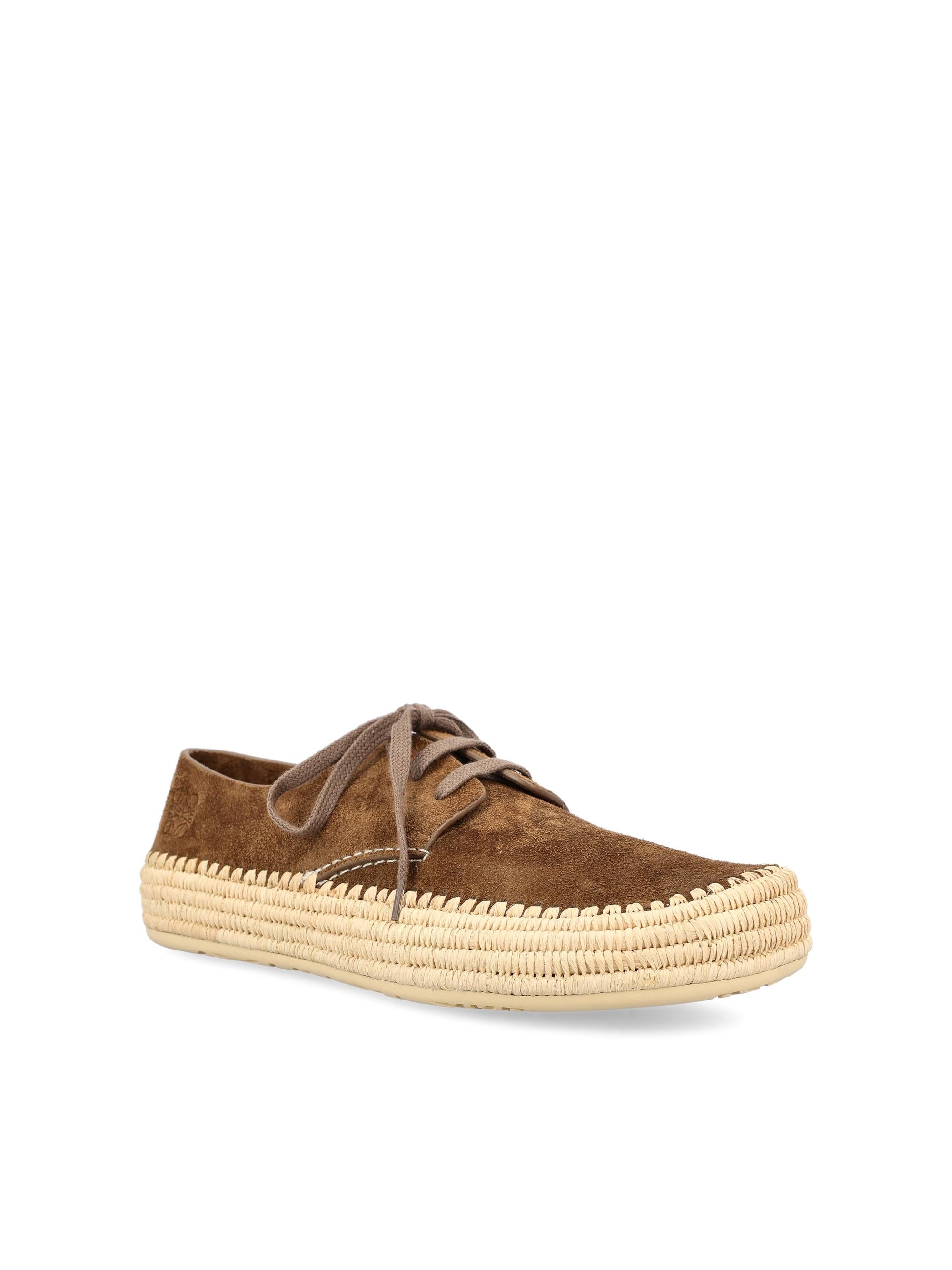 Оригінальна Rio Lace Up Shoes In Suede And Raffia Loewe – вид ззаду