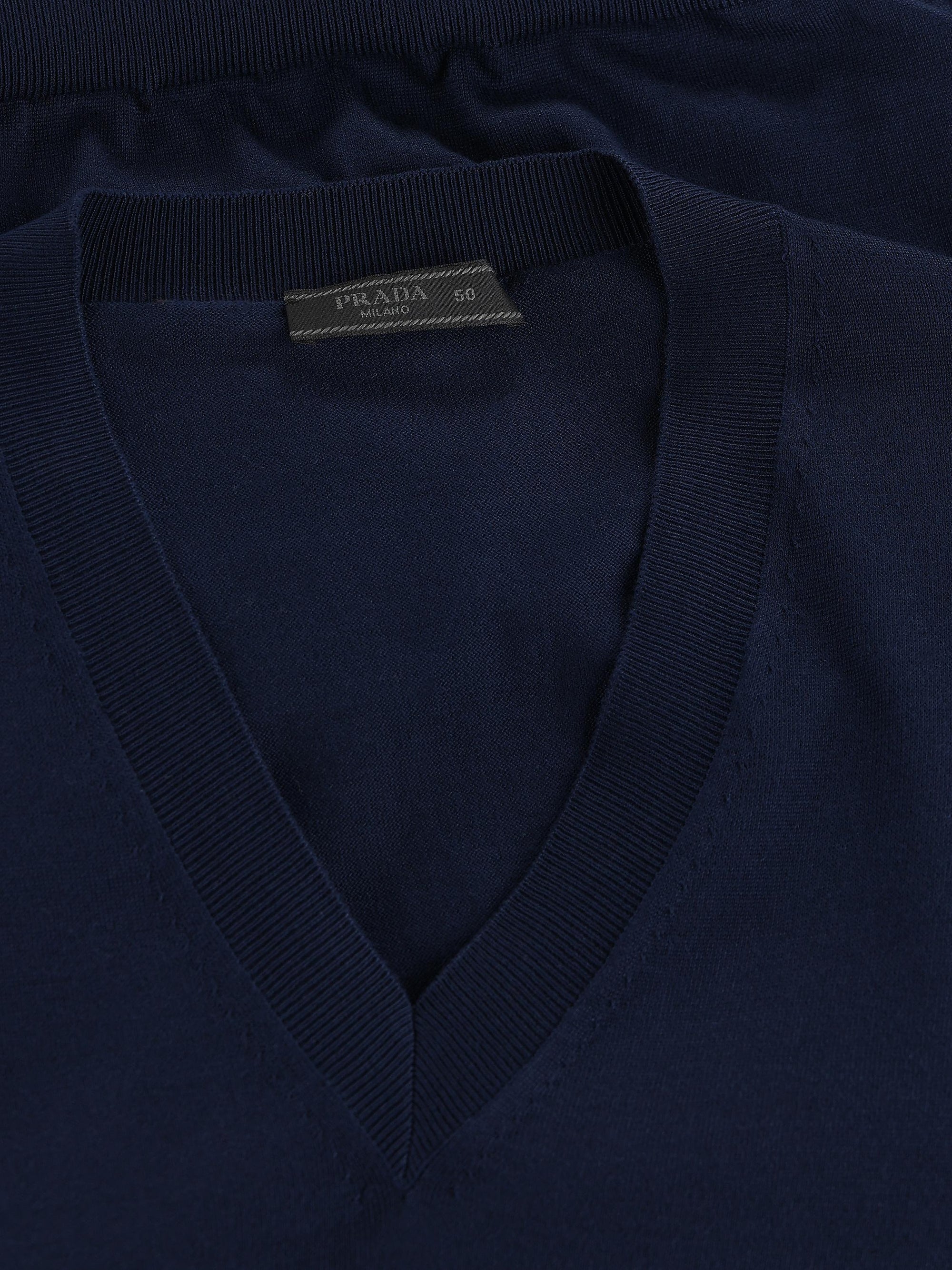 Оригінальна V Neck Cotton Sweater Prada – детальний вид