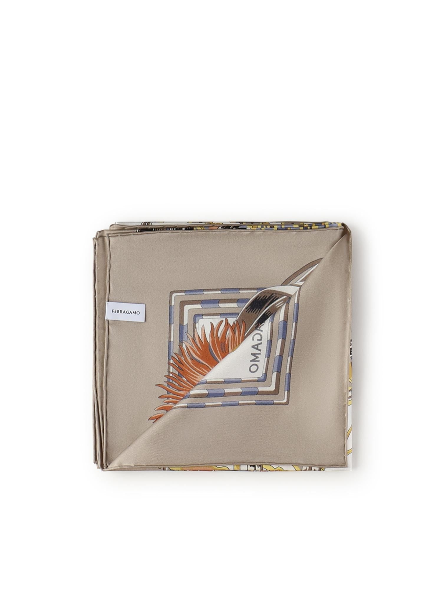Foulard In Seta Con Stampa Salvatore ferragamo – Гарантія оригінальності – детальний вид