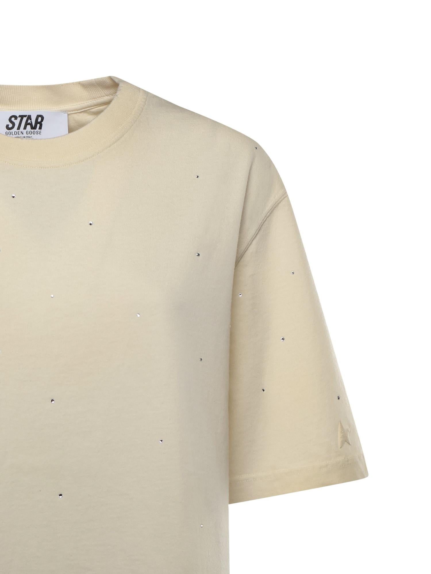Оригінальна T-Shirt Star In Cotone Con Cristalli Golden goose – вид ззаду