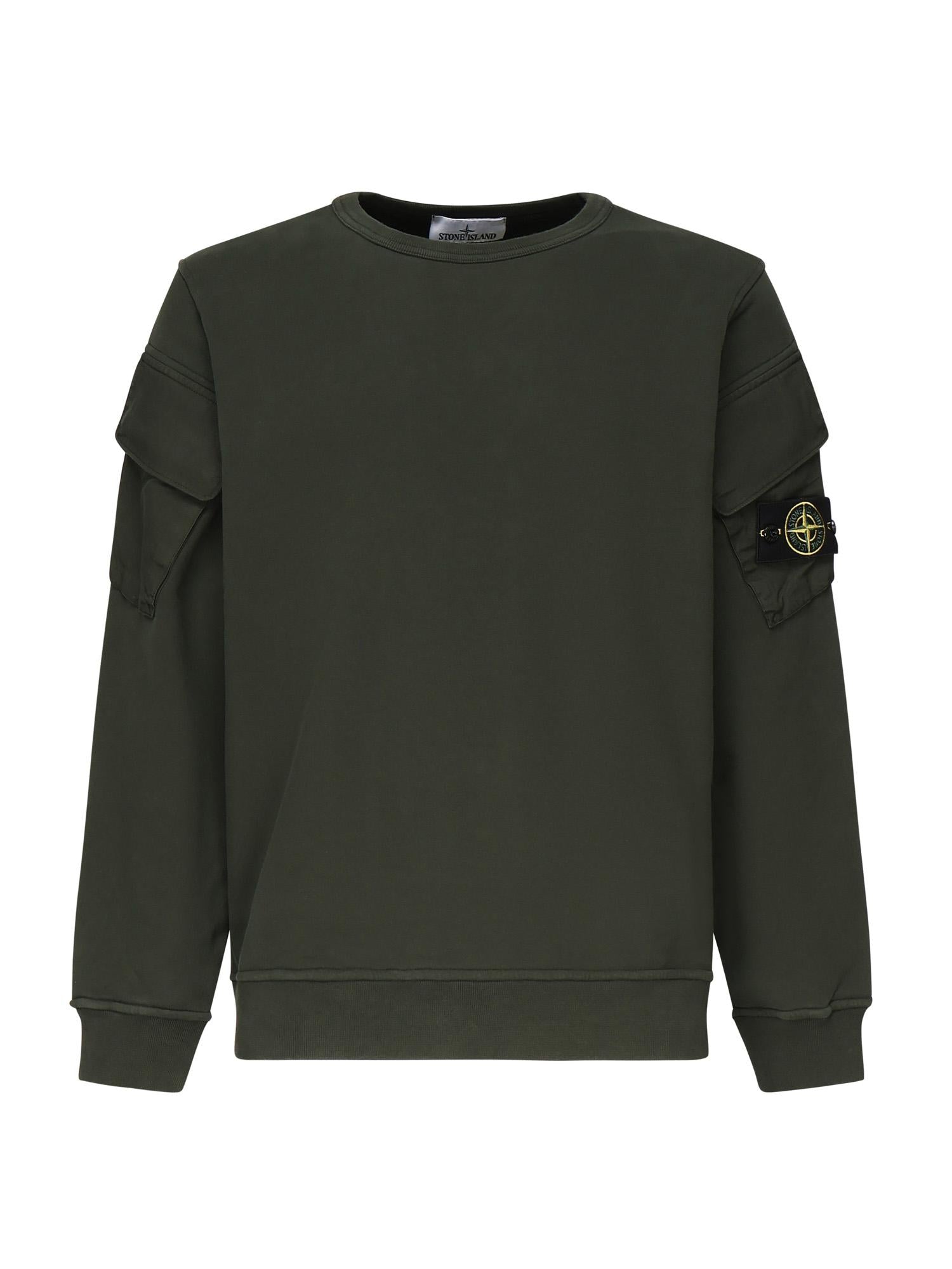 Felpa Girocollo Con Tasche Sulle Maniche Stone island – Гарантія оригінальності – боковий вид