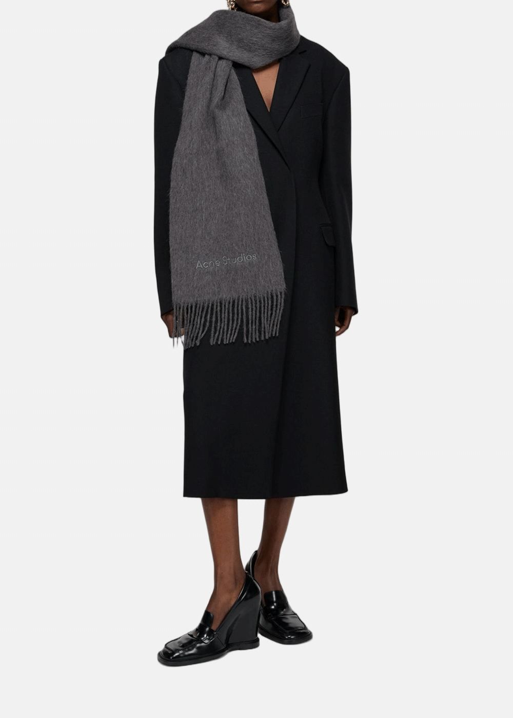 Оригінальна Grey Melange Logo Scarf Acne studios – детальний вид