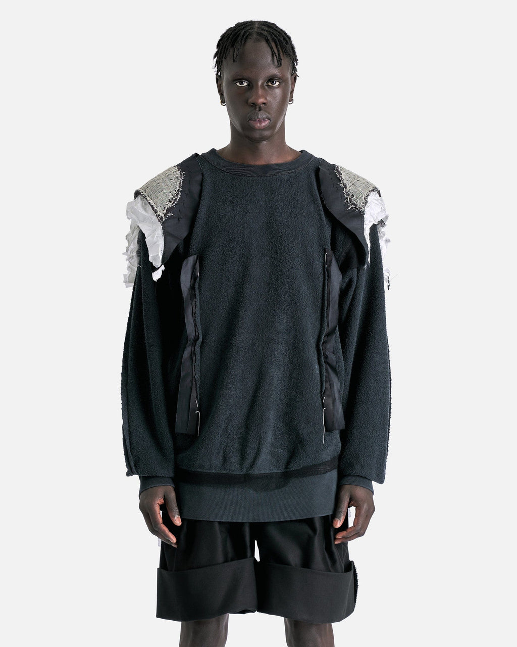 Inside-Out Spliced Cotton Fleece Sweatshirt In Charcoal Maison margiela – Гарантія оригінальності – боковий вид