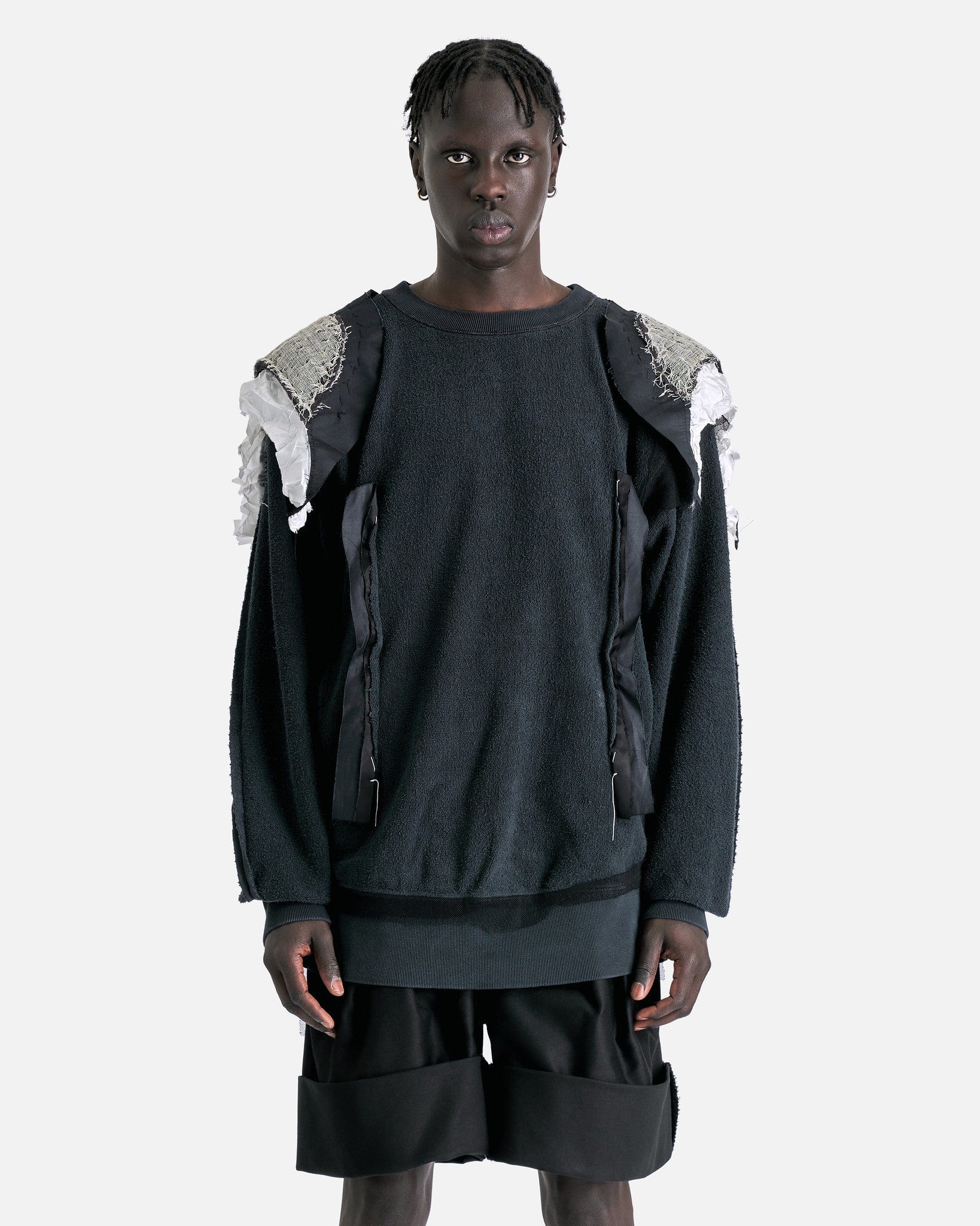 Inside-Out Spliced Cotton Fleece Sweatshirt In Charcoal Maison margiela – Гарантія оригінальності – боковий вид