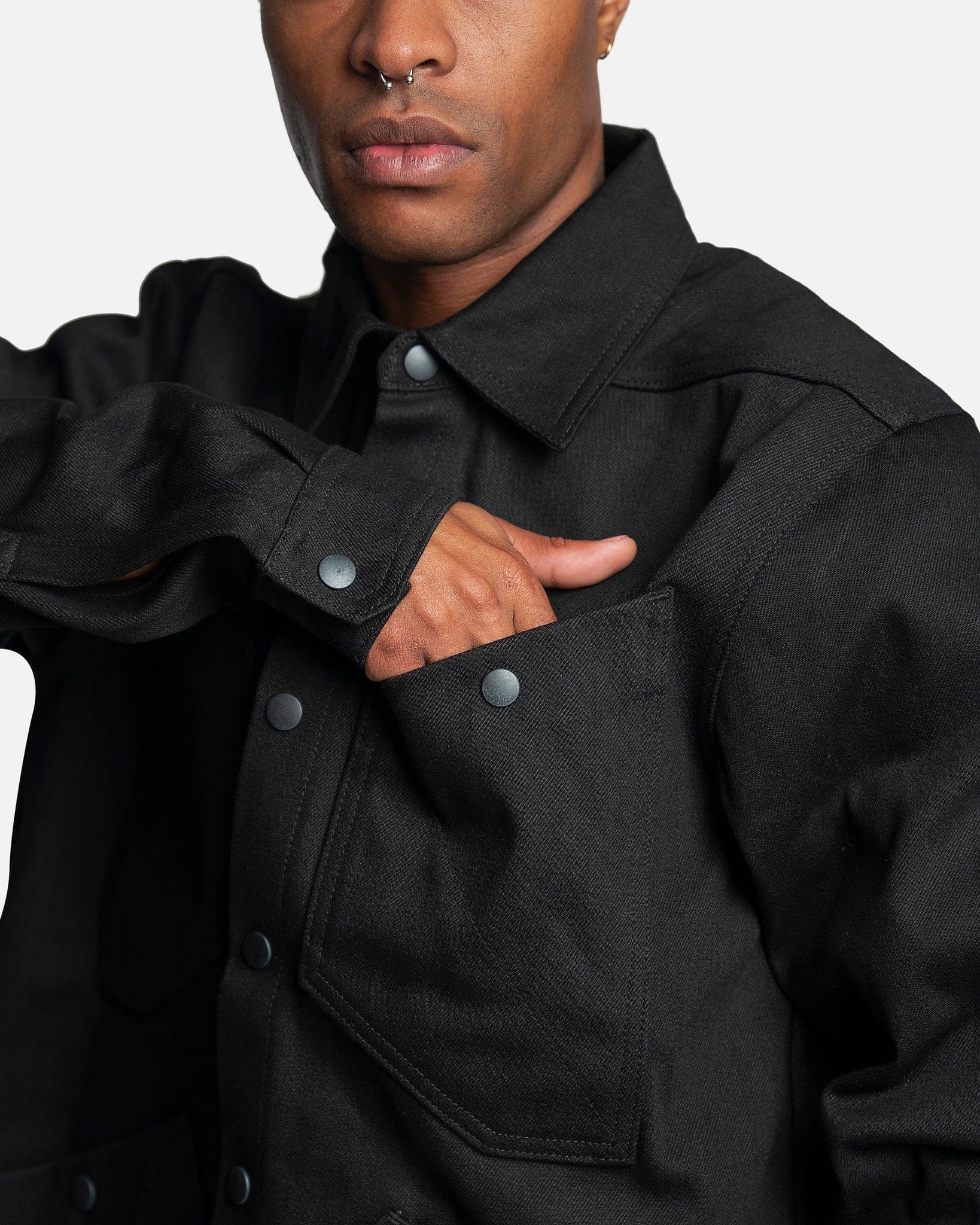 Japanese Denim Outershirt In Black Rick owens – Гарантія оригінальності – збільшений вид
