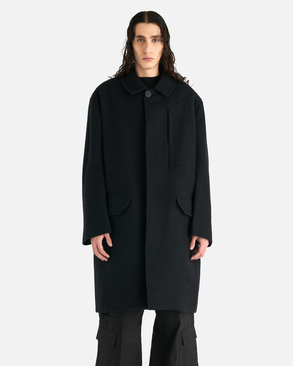 Оригінальна Jumbo Mac Coat In Black Rick owens – боковий вид