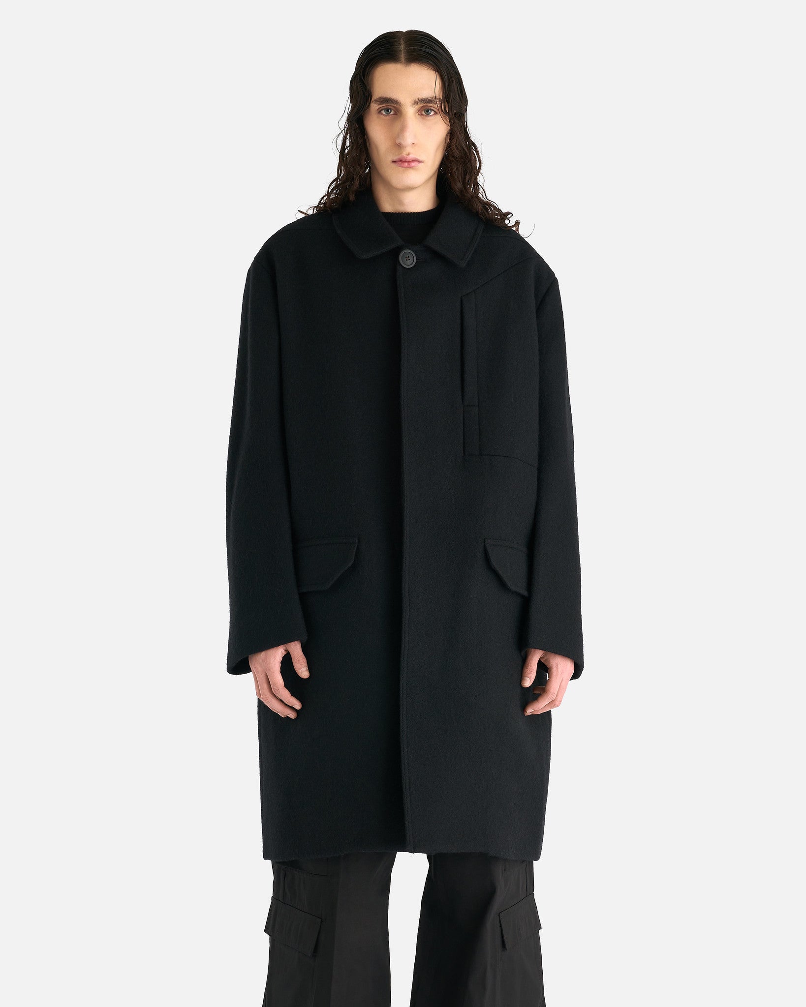 Оригінальна Jumbo Mac Coat In Black Rick owens – боковий вид
