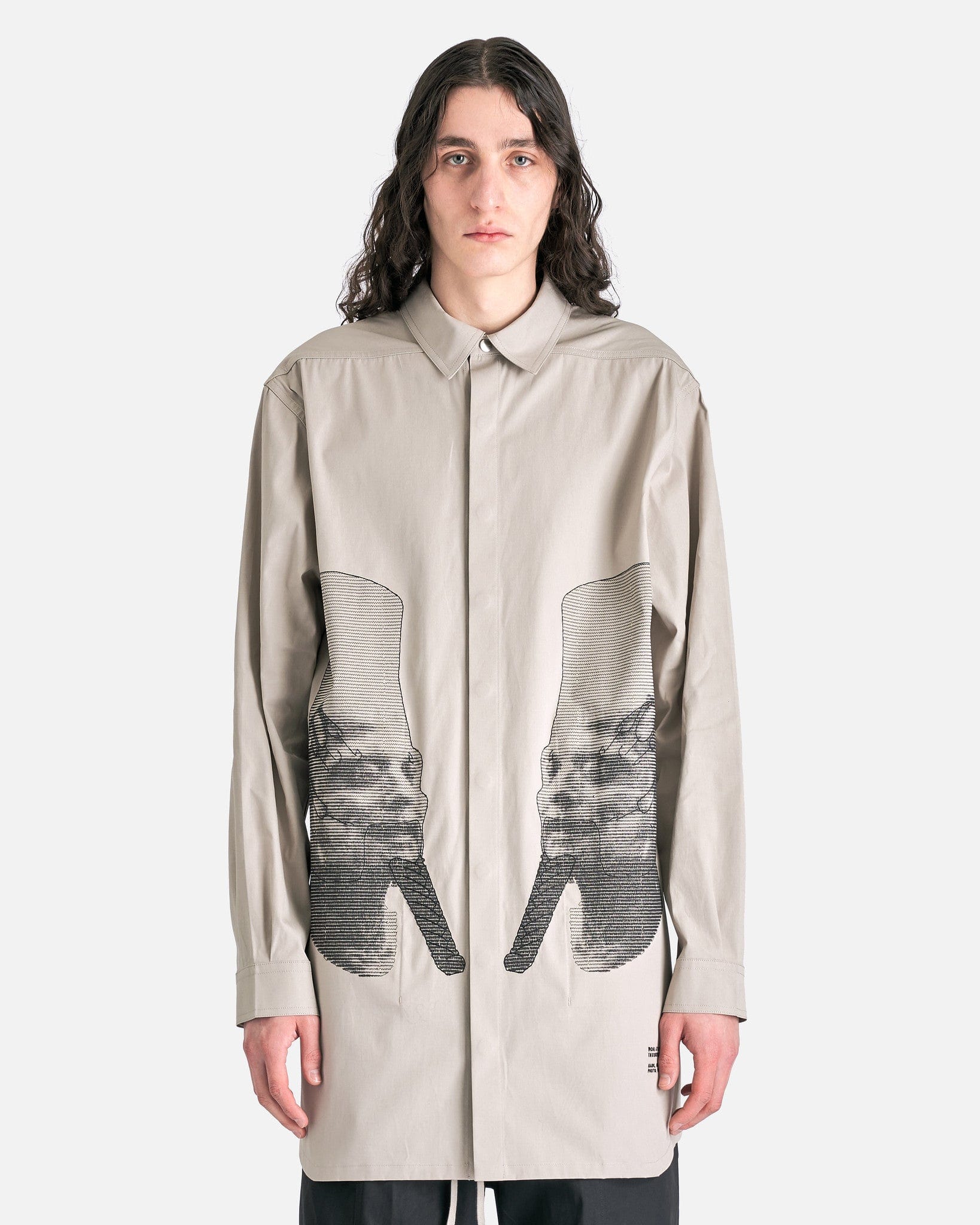 Jumbo Outershirt In Pearl Rick owens – Гарантія оригінальності – боковий вид