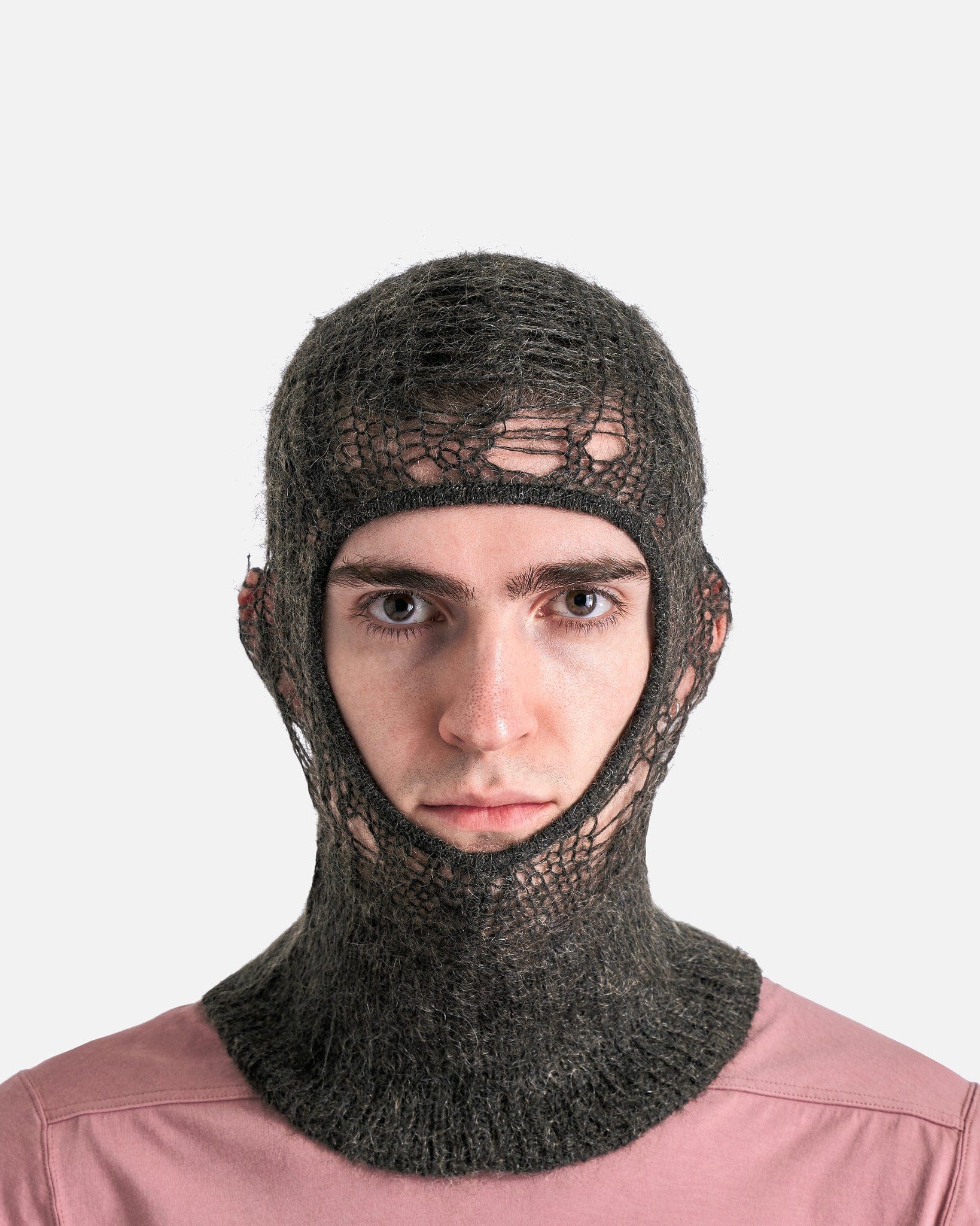 Оригінальна Knit Balaclava In Dark Dust Rick owens – вид ззаду