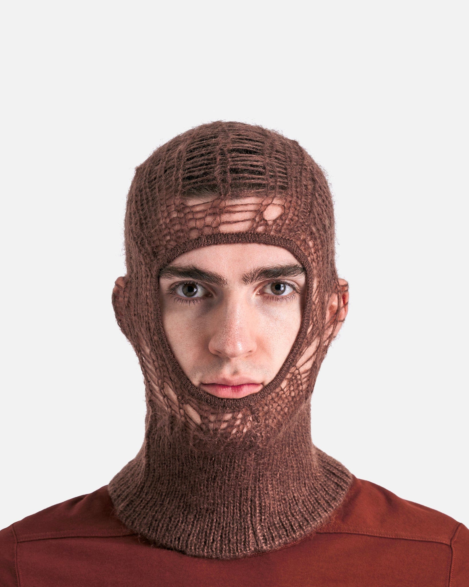 Knit Balaclava In Henna Rick owens оригінал – Купити в Україні – вид ззаду