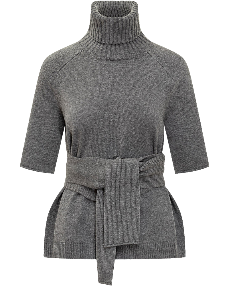Оригінальна Short-Sleeve Grey Sweater With Belt By Lanvin Lanvin