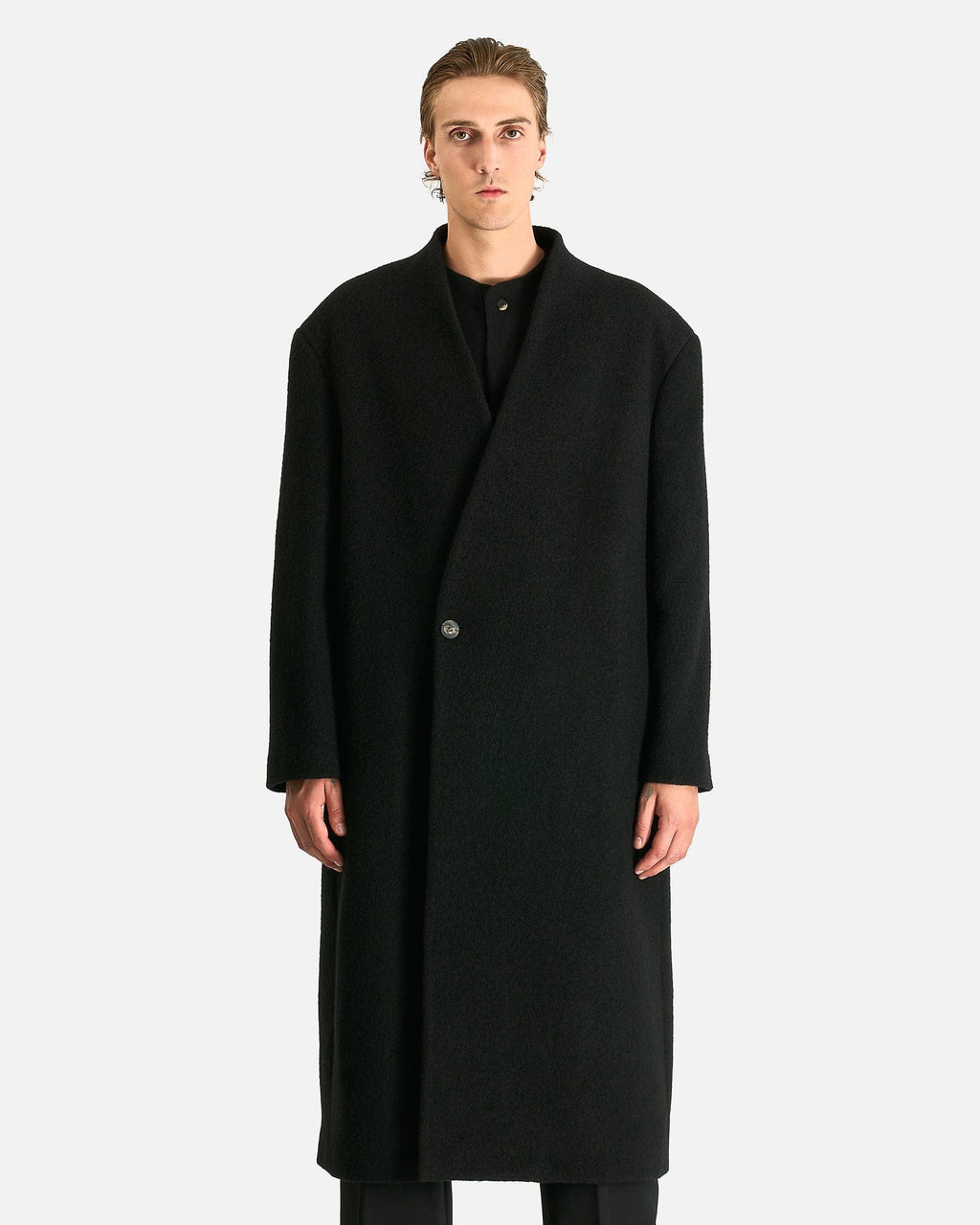 Lapelless Relaxed Coat In Black Fear of god – Гарантія оригінальності – боковий вид