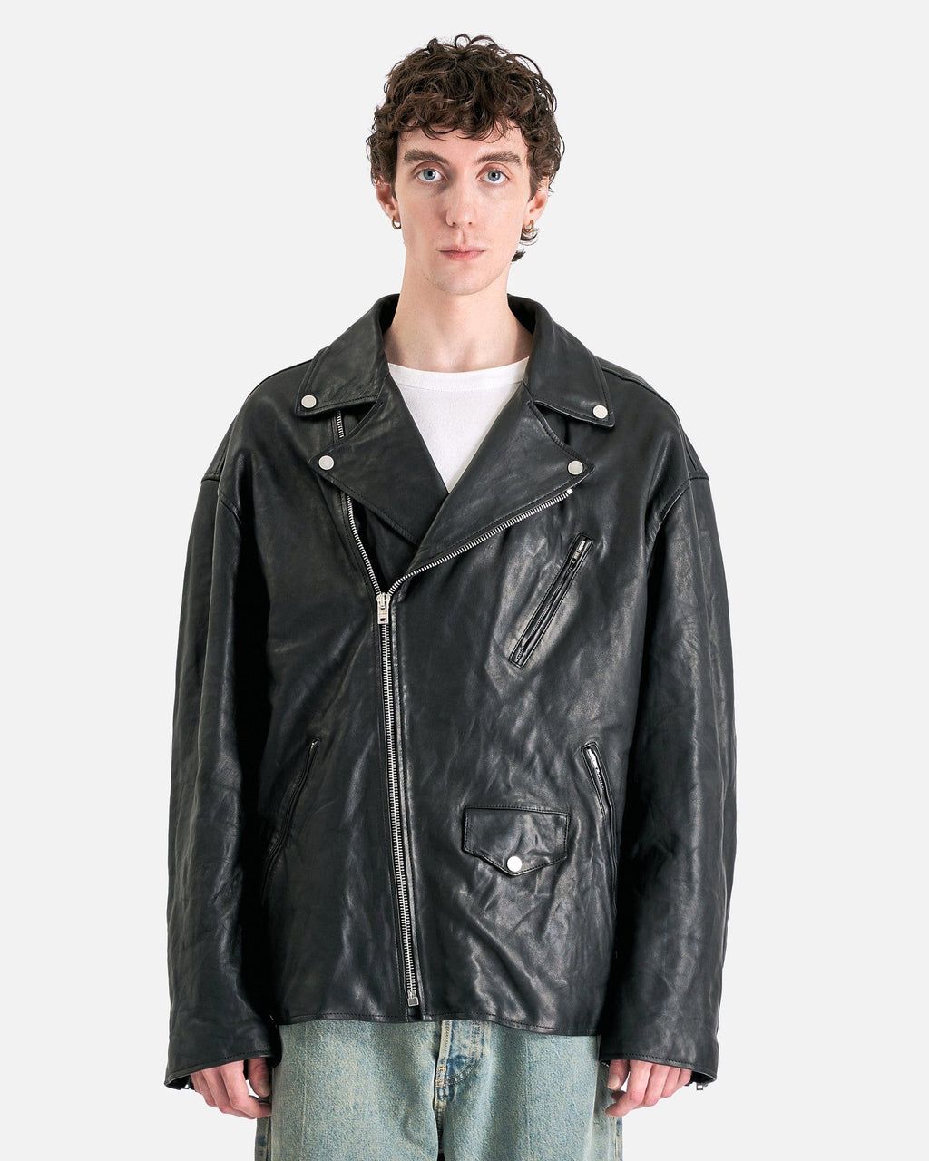 Leather Biker Jacket In Black Acne studios оригінал – Купити в Україні – боковий вид