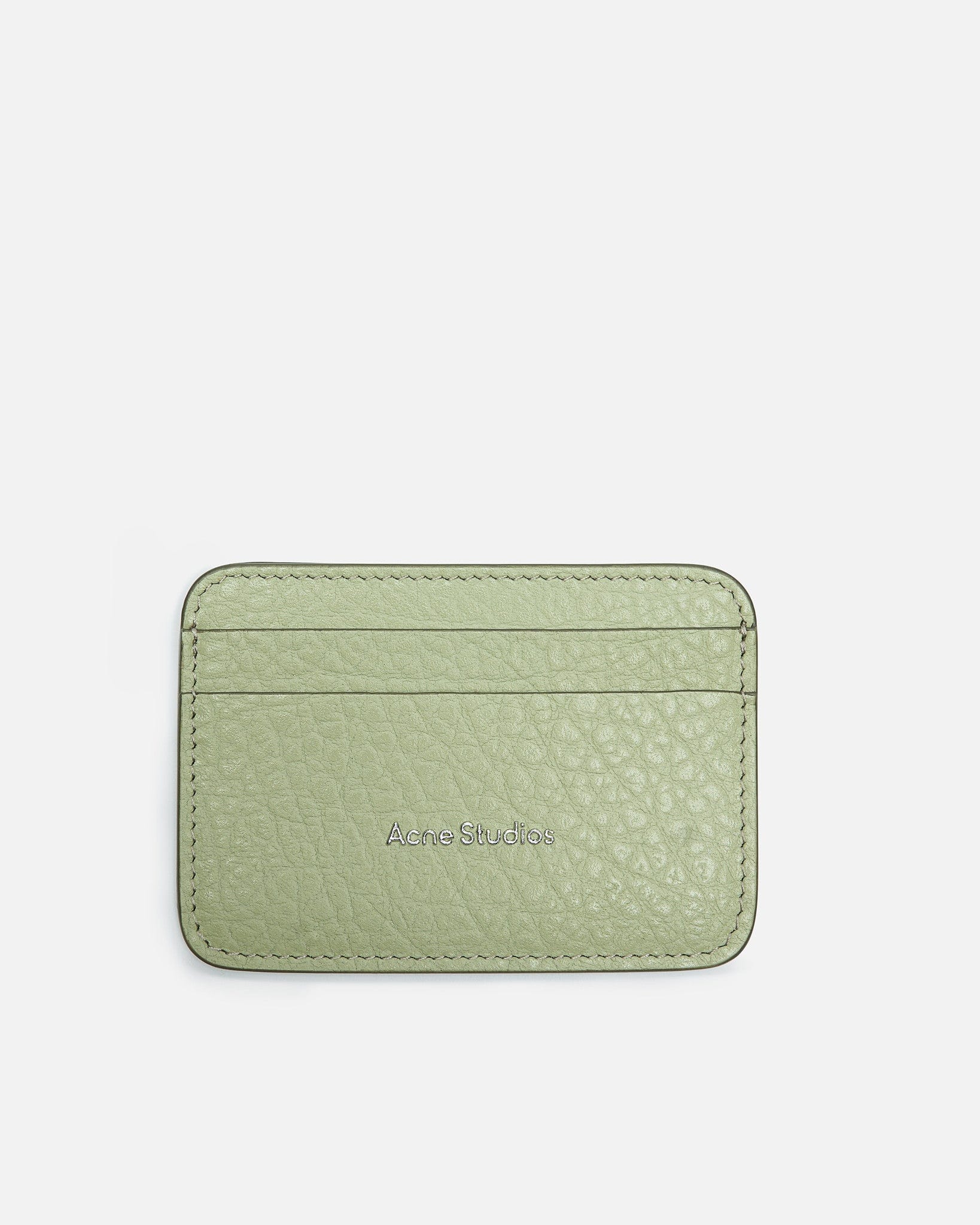 Leather Card Holder In Sage Green Acne studios – Гарантія оригінальності – боковий вид