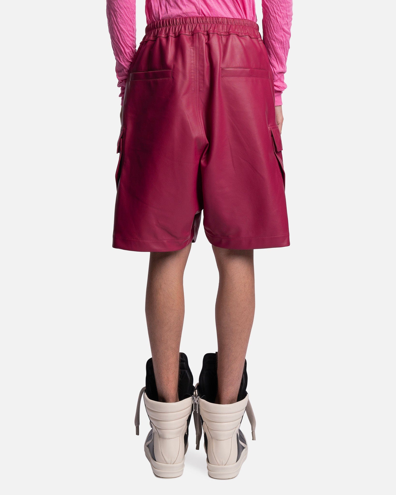 Leather Cargobela Shorts In Fuchsia Rick owens оригінал – Купити в Україні – детальний вид