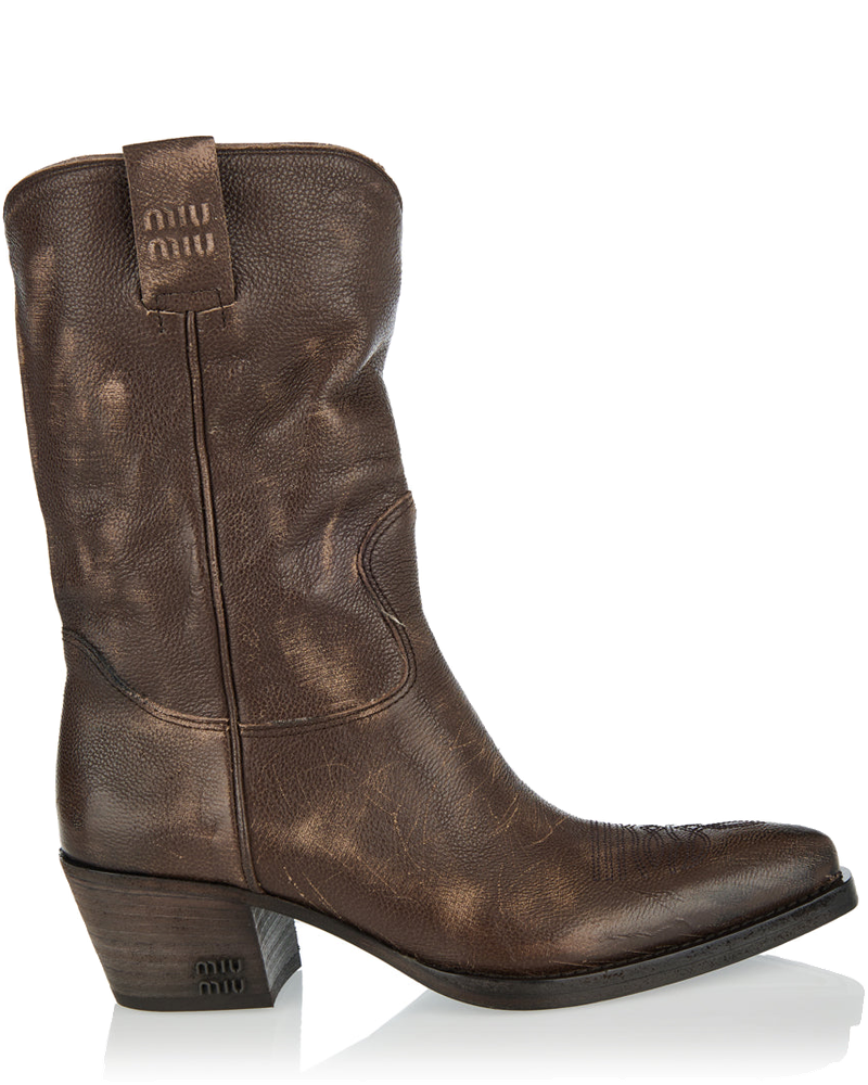Оригінальна Leather Cowboy Boots Miu miu