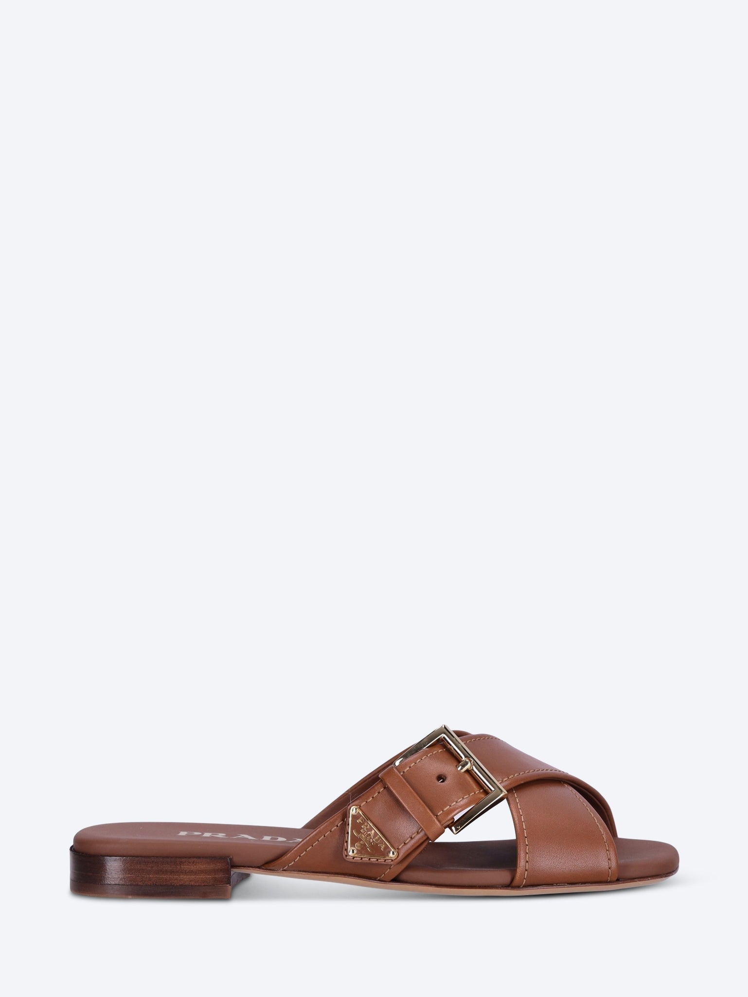 Оригінальна Leather Crisscross Slides Prada – боковий вид