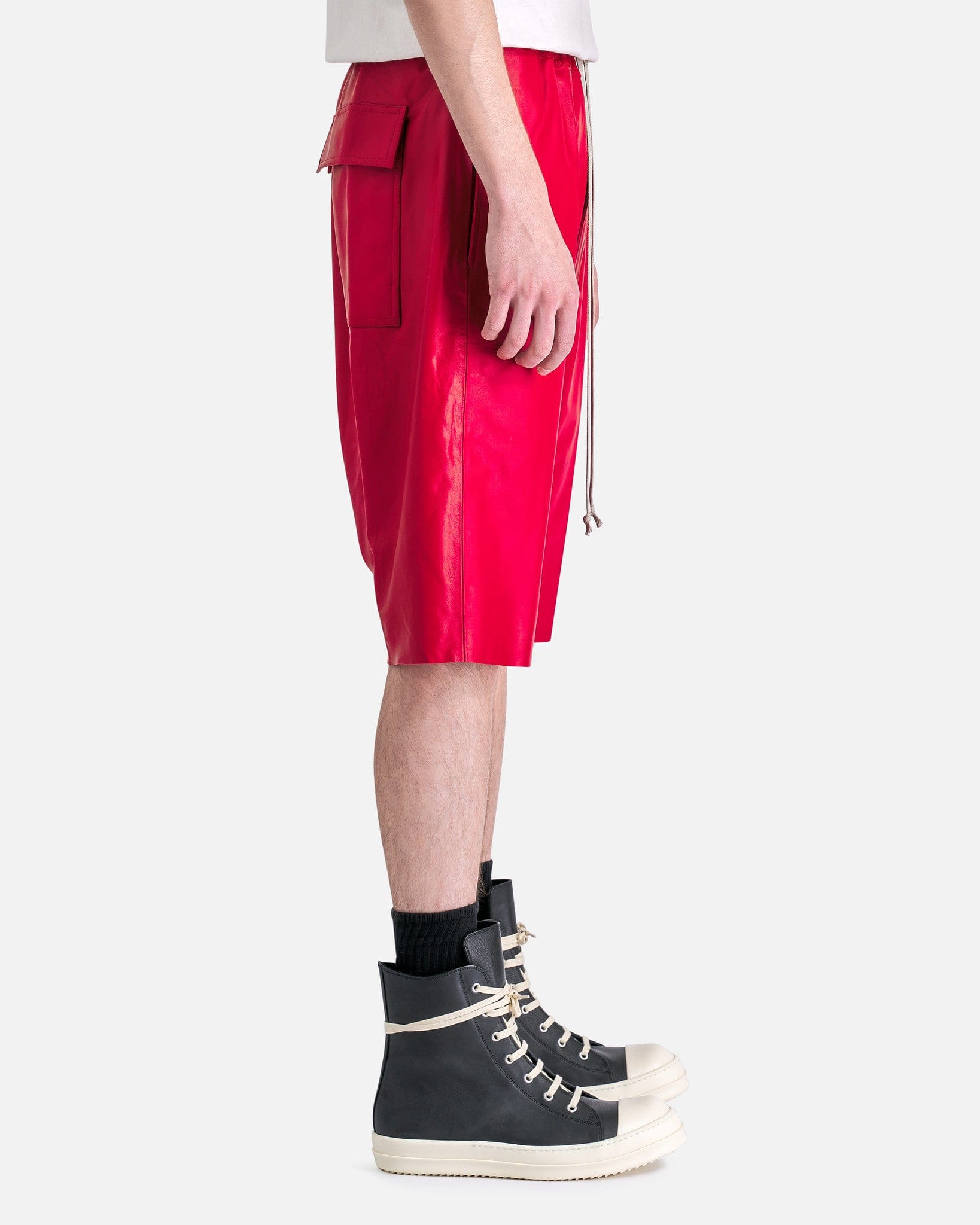 Leather Ricks Pods In Cardinal Red Rick owens – Гарантія оригінальності – вид ззаду