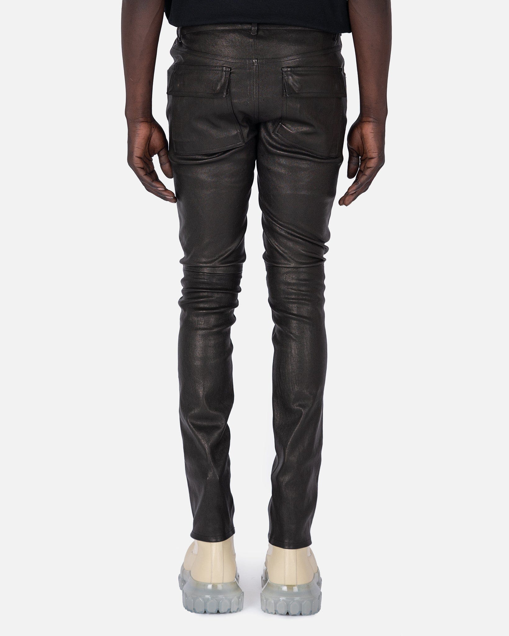 Leather Tyrone Jeans In Black Rick owens – Гарантія оригінальності – детальний вид