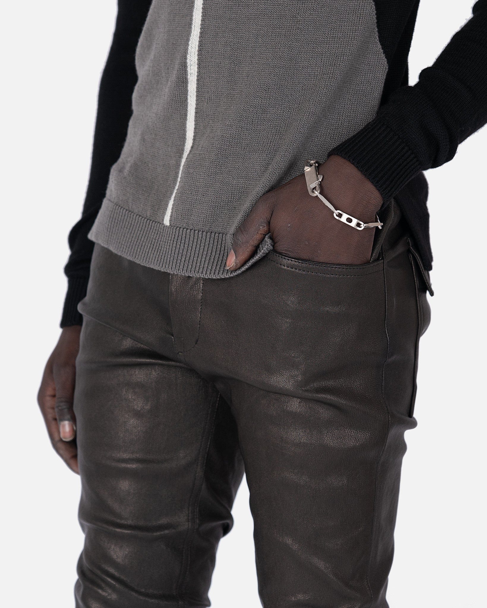 Leather Tyrone Jeans In Black Rick owens – Гарантія оригінальності – збільшений вид