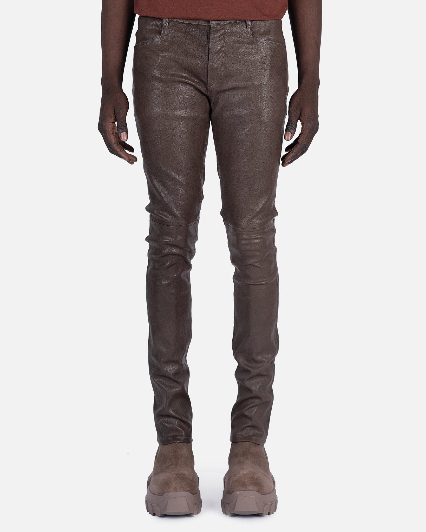 Leather Tyrone Jeans In Dust Rick owens оригінал – Купити в Україні – боковий вид