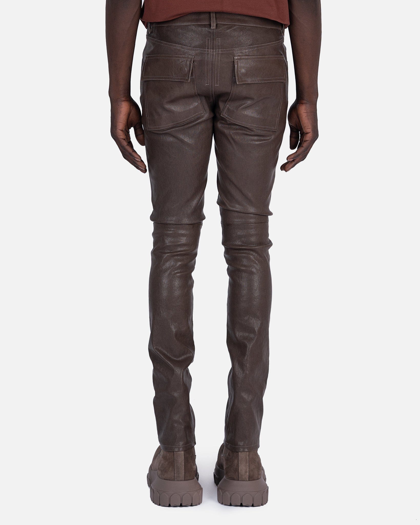 Leather Tyrone Jeans In Dust Rick owens оригінал – Купити в Україні – вид ззаду