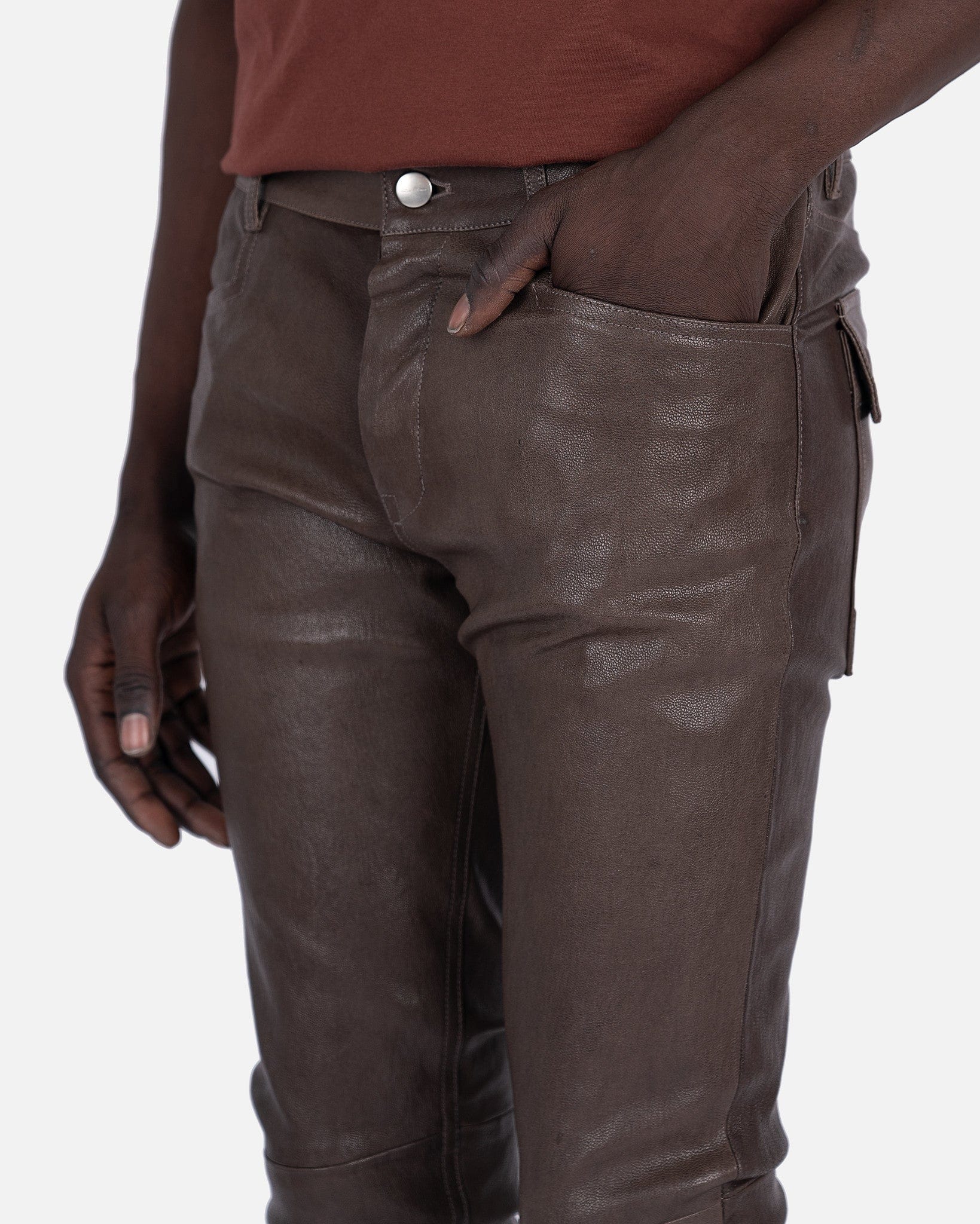 Leather Tyrone Jeans In Dust Rick owens оригінал – Купити в Україні – збільшений вид