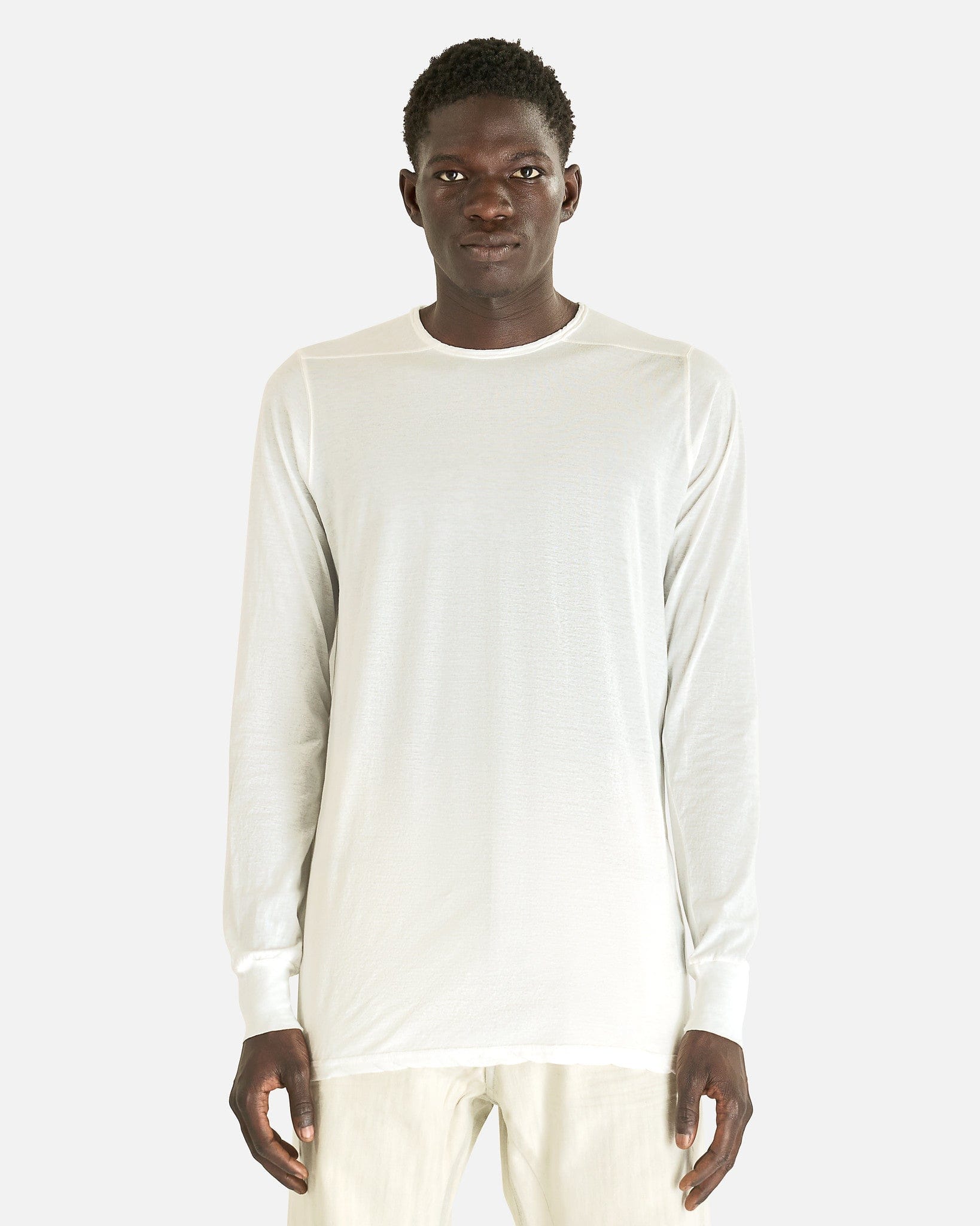 Level Long Sleeve T In Milk Rick owens – Гарантія оригінальності – боковий вид