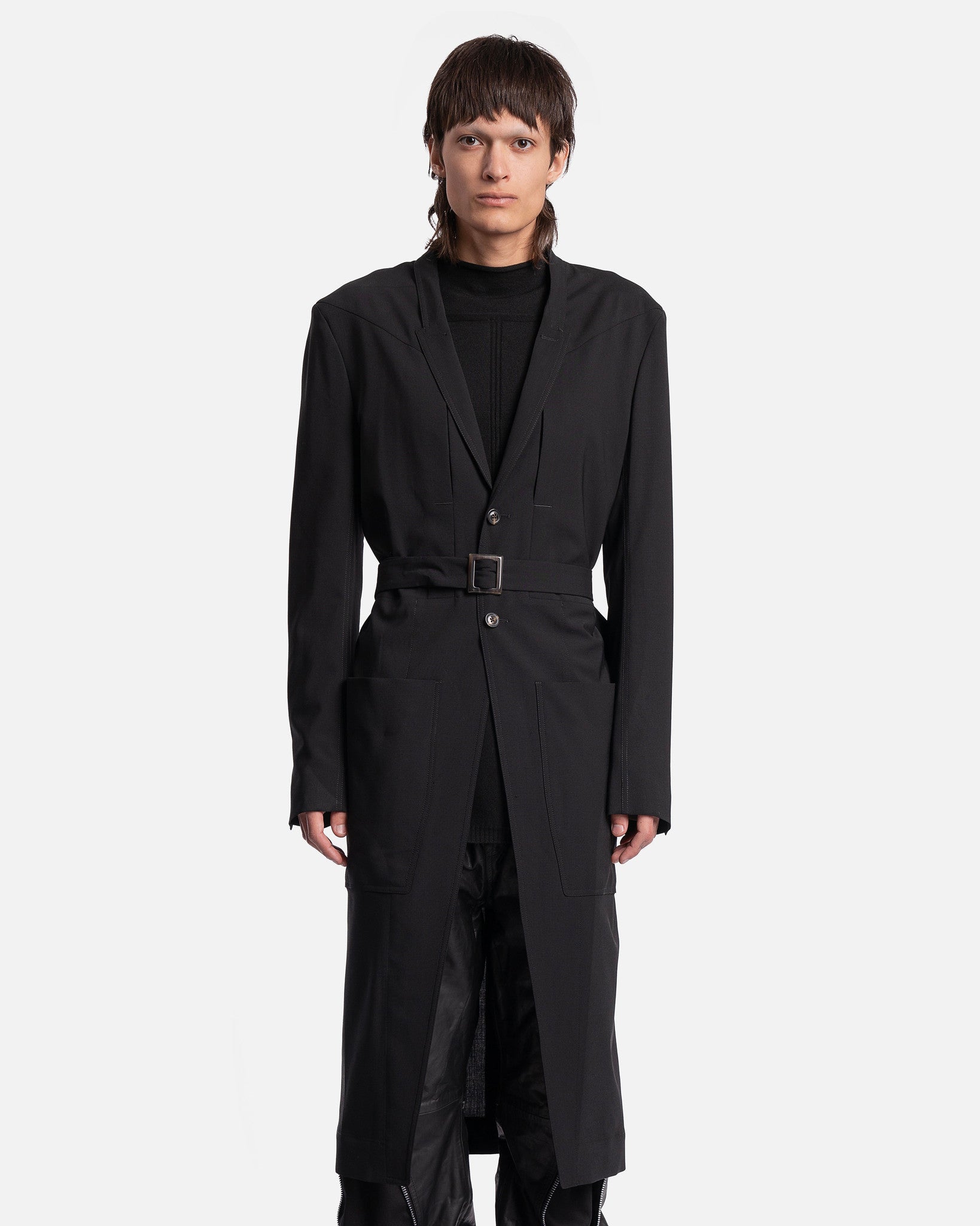 Оригінальна Lido Coat In Black Rick owens – боковий вид