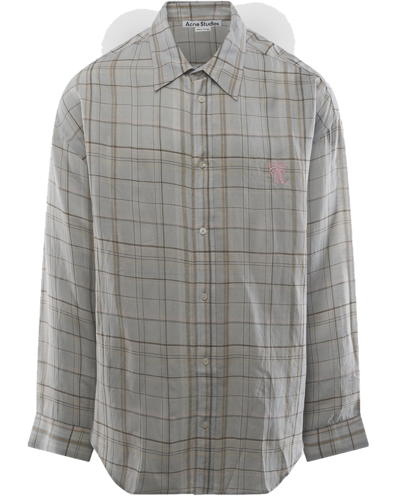 Оригінальна Linen Check Button-Up Shirt Acne studios