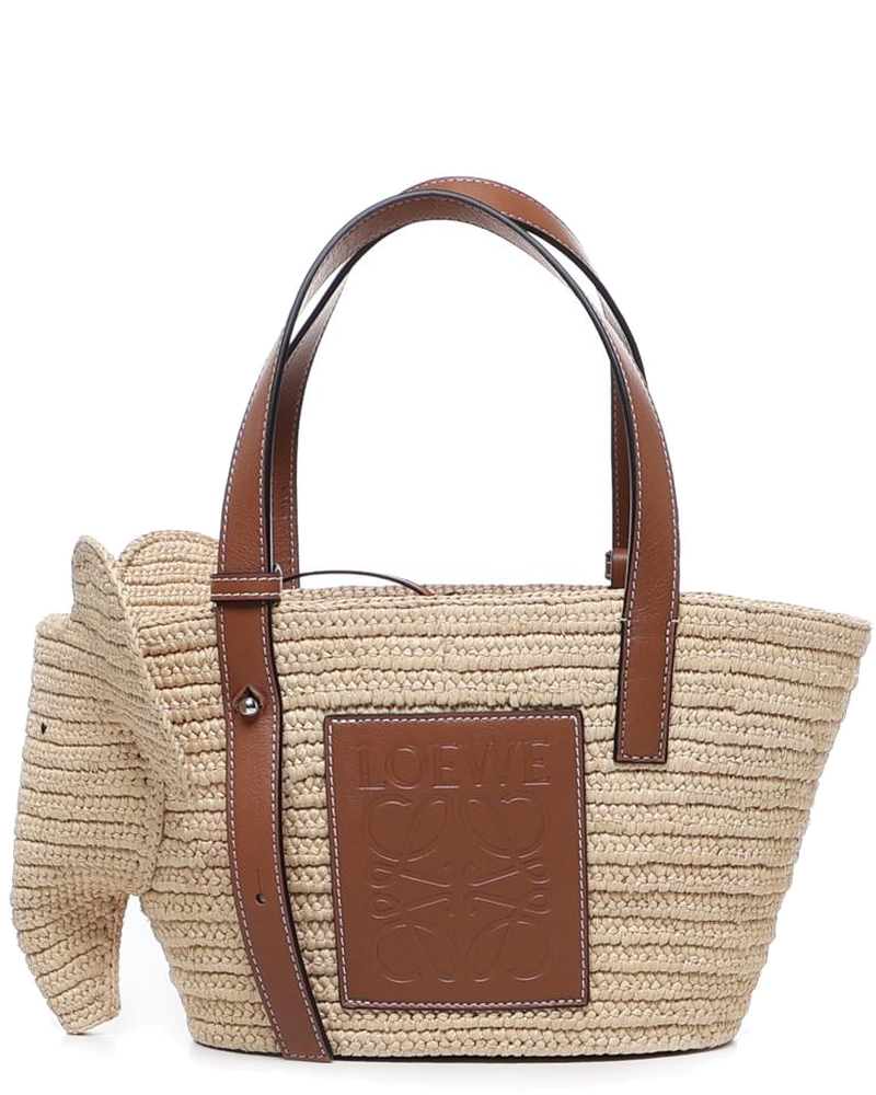 Оригінальна Borsa Cesto Elephant Piccola In Rafia E Pelle DI Vitello Loewe