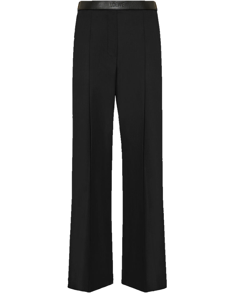 Leather‑trimmed Pleated Wool Flared Trousers Loewe – Гарантія оригінальності