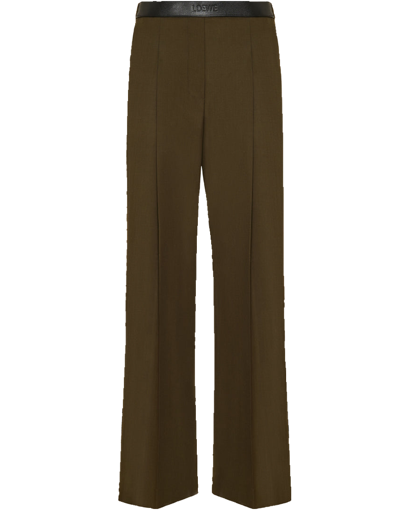 Leather‑trimmed Pleated Wool Flared Trousers Loewe – Гарантія оригінальності