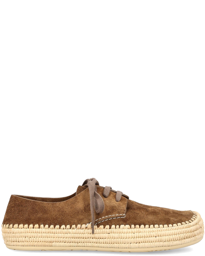 Оригінальна Rio Lace Up Shoes In Suede And Raffia Loewe