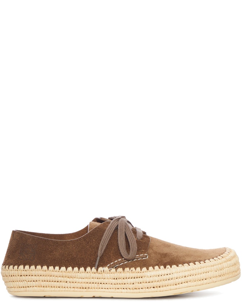 Rio Lace-Up Shoes In Suede And Raffia Loewe оригінал – Купити в Україні