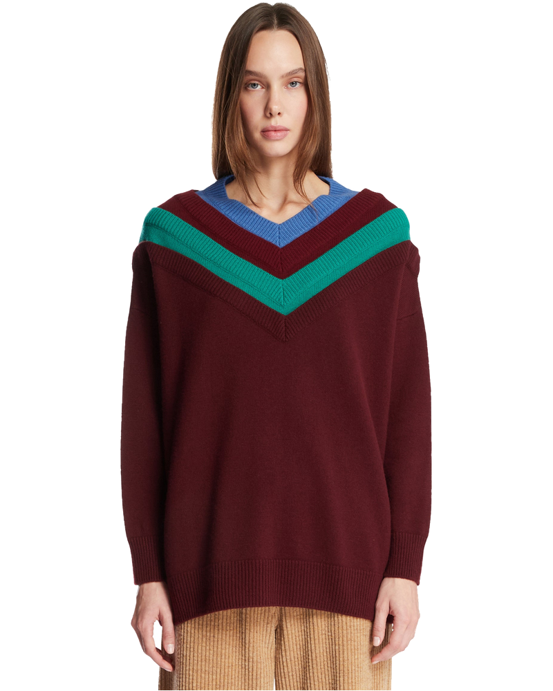 Burgundy Trompe Loeil Wool Sweater Loewe – Гарантія оригінальності