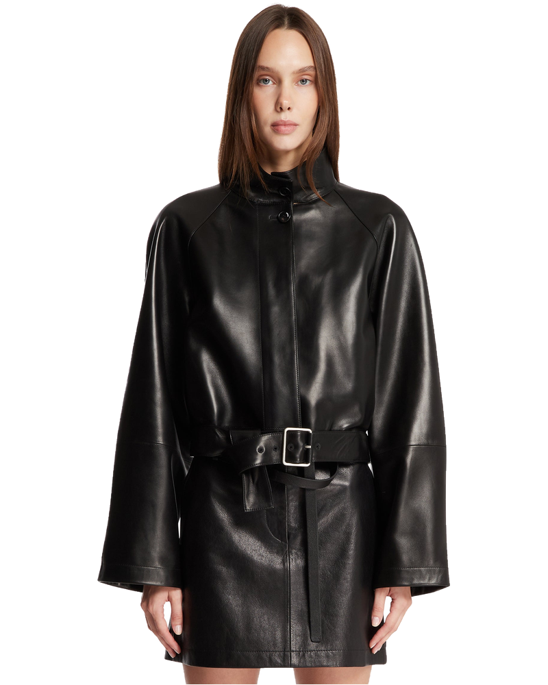 Black Short Leather Trench Loewe оригінал – Купити в Україні