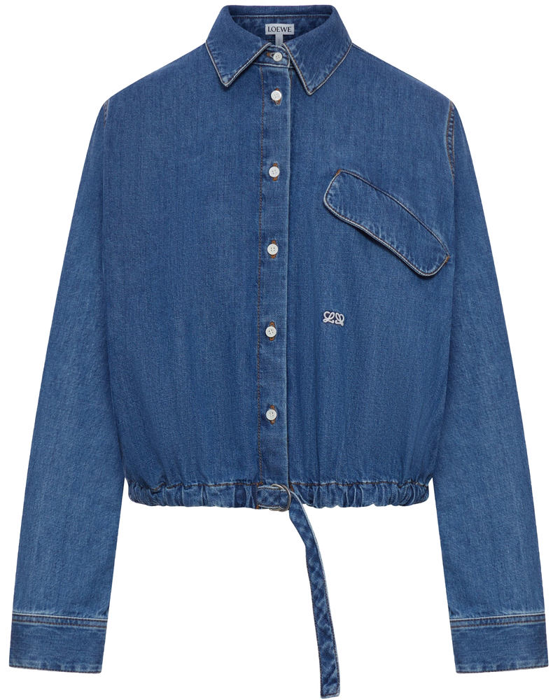 Cropped Denim Shirt With Drawstring At The Bottom Loewe оригінал – Купити в Україні