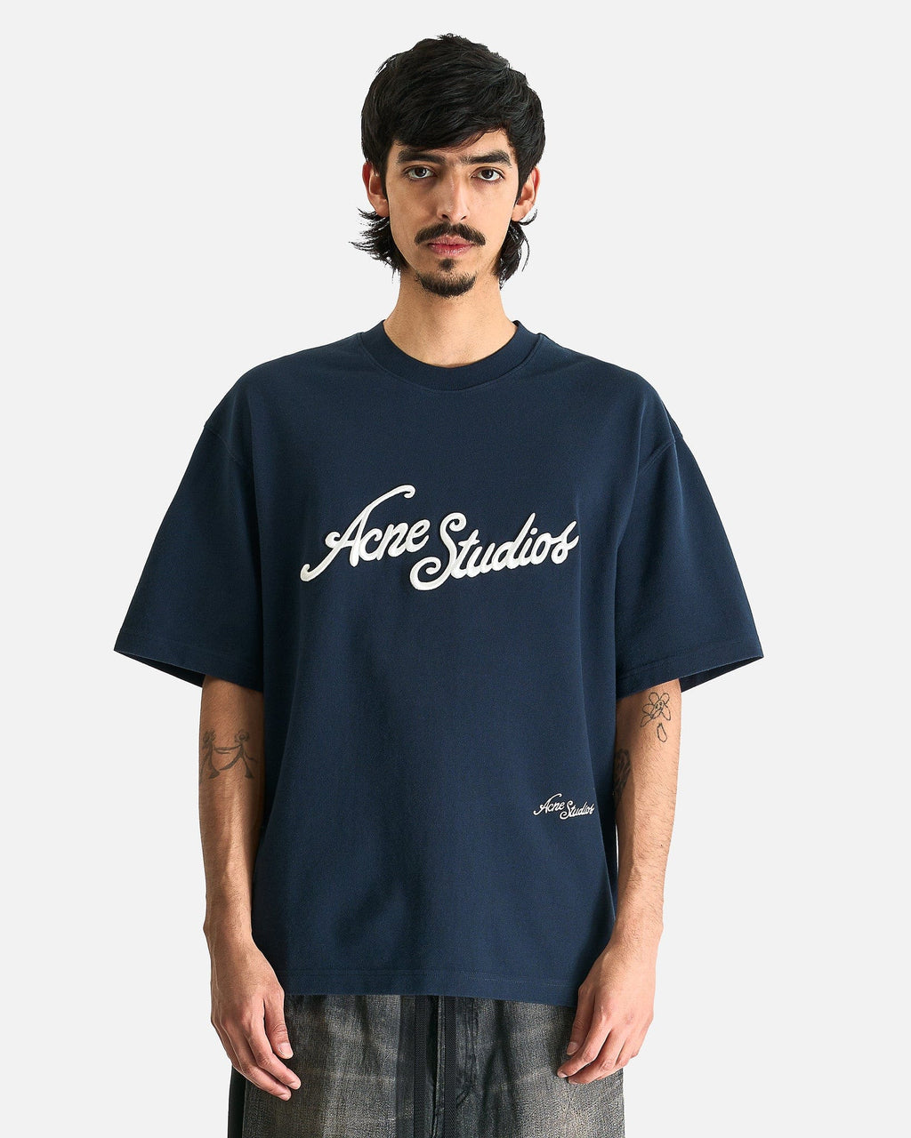 Logo T-Shirt In Deep Blue Acne studios – Гарантія оригінальності – боковий вид