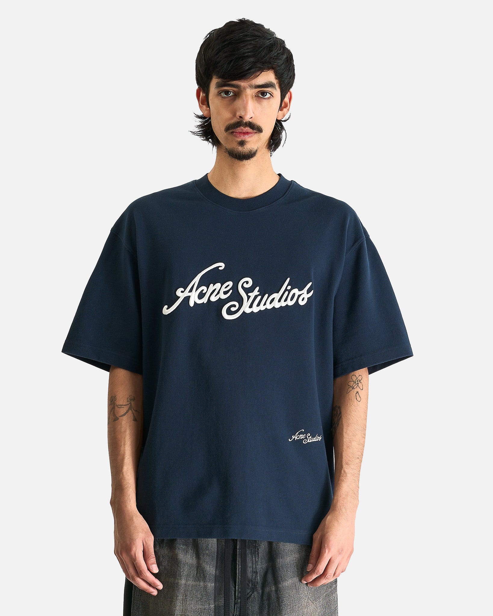 Logo T-Shirt In Deep Blue Acne studios – Гарантія оригінальності – боковий вид