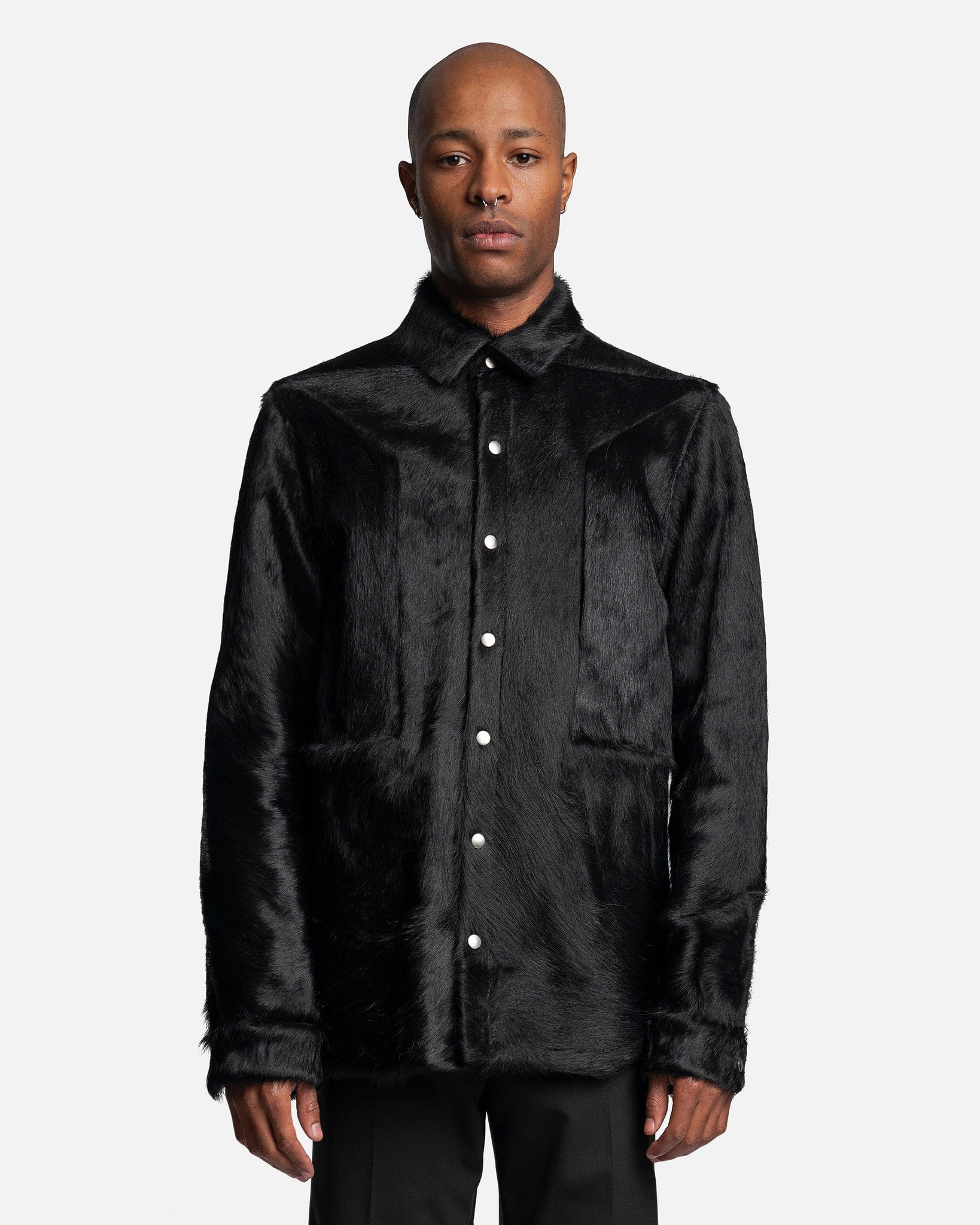 Long Hair Strobe Outershirt In Black Rick owens – Гарантія оригінальності – боковий вид