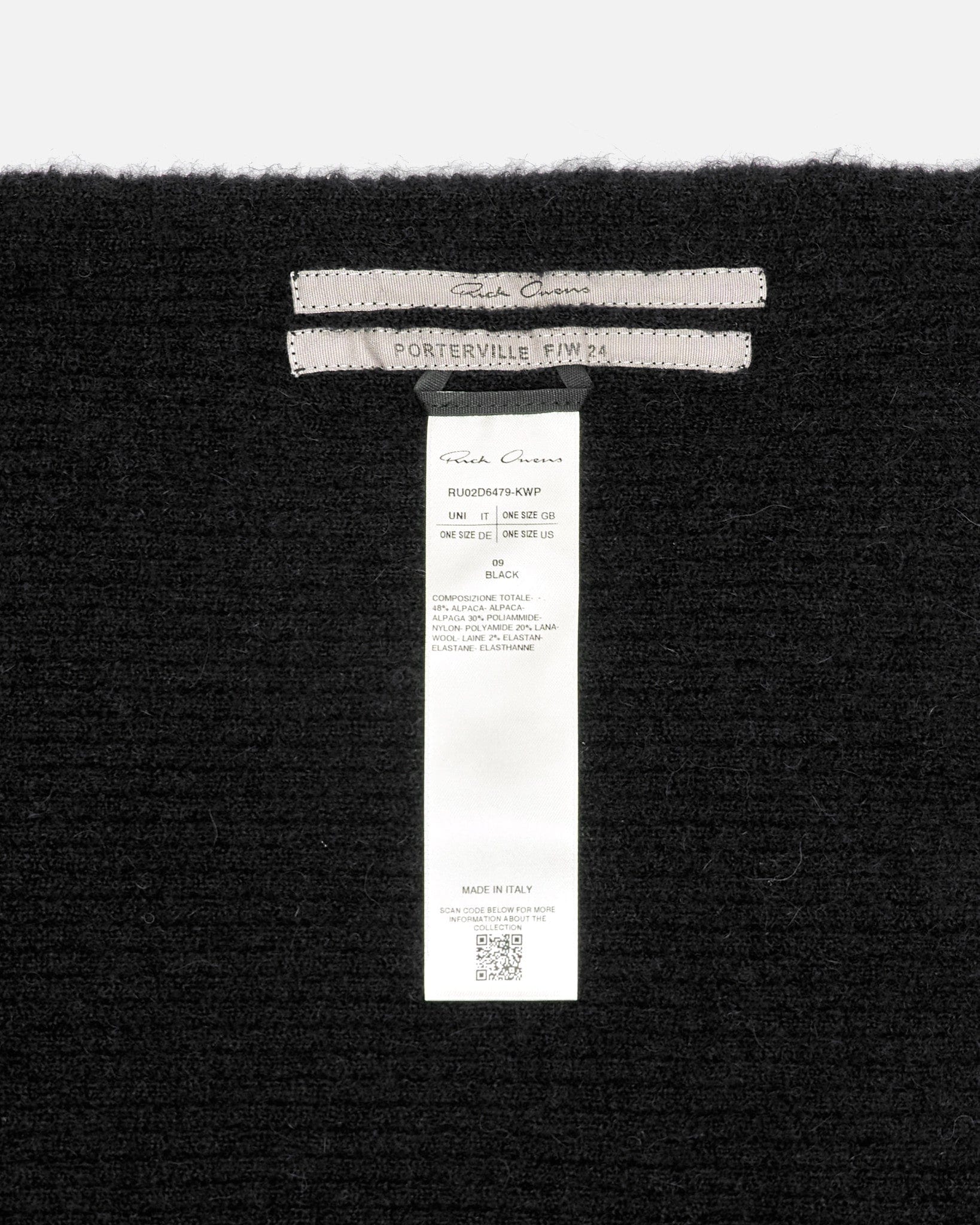 Оригінальна Long Scarf In Black Rick owens – збільшений вид