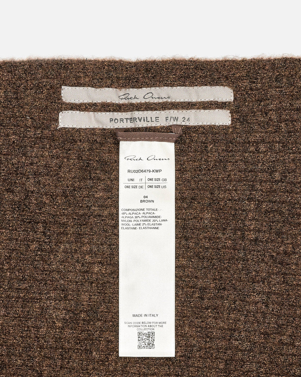 Long Scarf In Brown Rick owens оригінал – Купити в Україні – збільшений вид