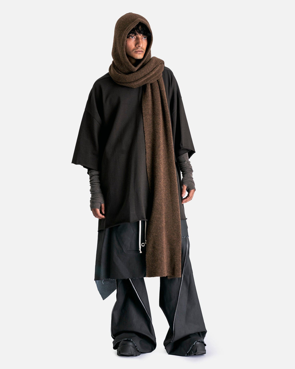 Long Scarf In Brown Rick owens оригінал – Купити в Україні – вид ззаду