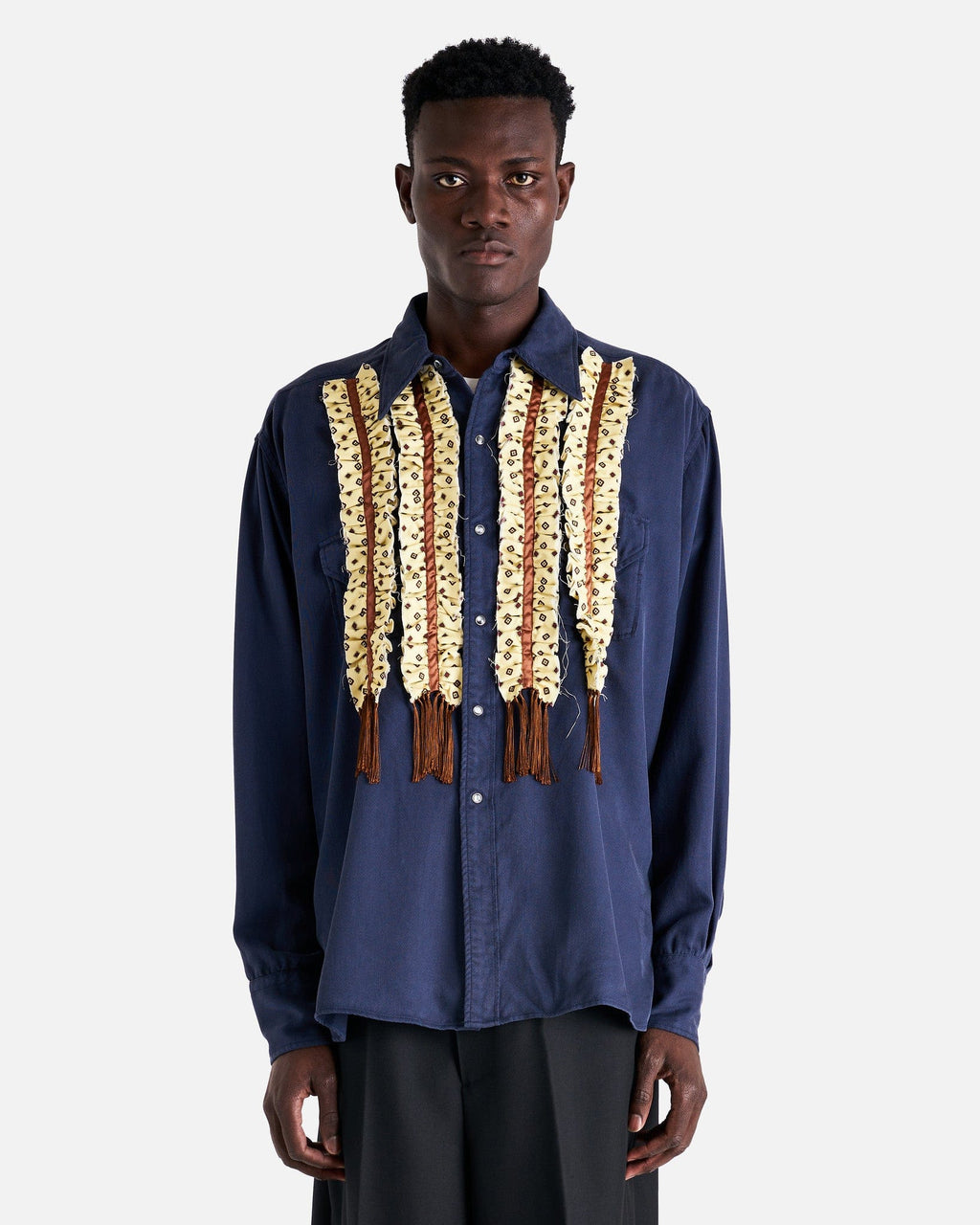 Оригінальна Long Sleeve Shirt In Blu-Yellow Maison margiela – боковий вид