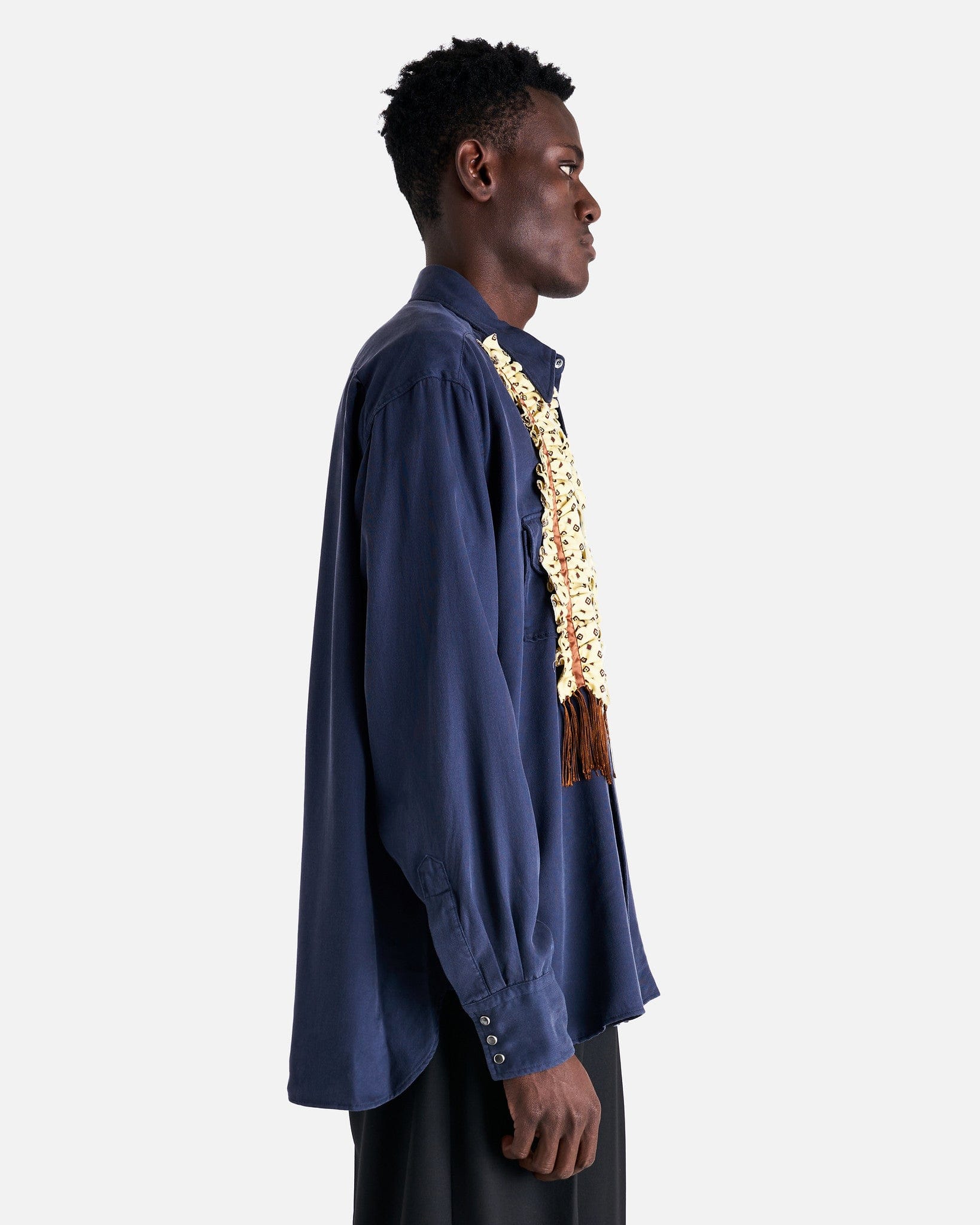 Оригінальна Long Sleeve Shirt In Blu-Yellow Maison margiela – вид ззаду