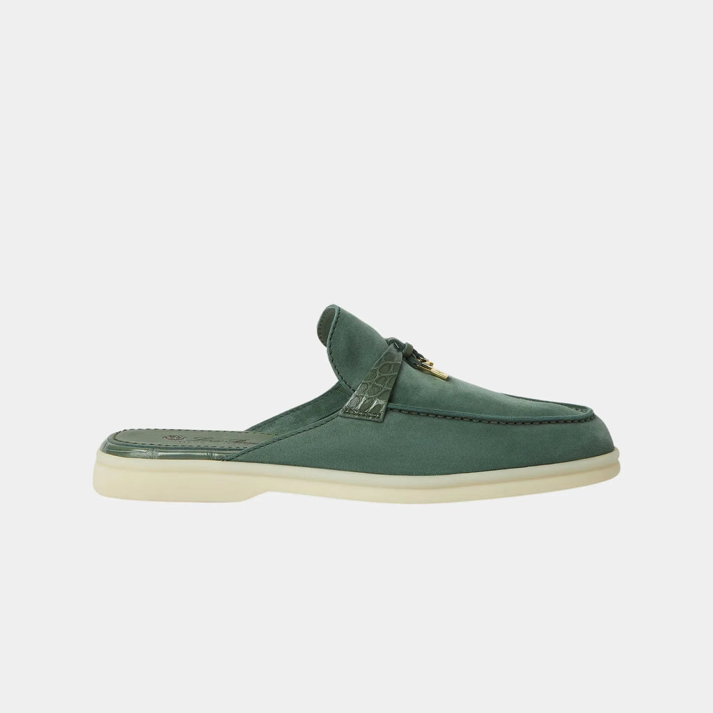 Оригінальна Charms Walk Babouche Loafer Suede With Alligator Saddles Loro piana – боковий вид